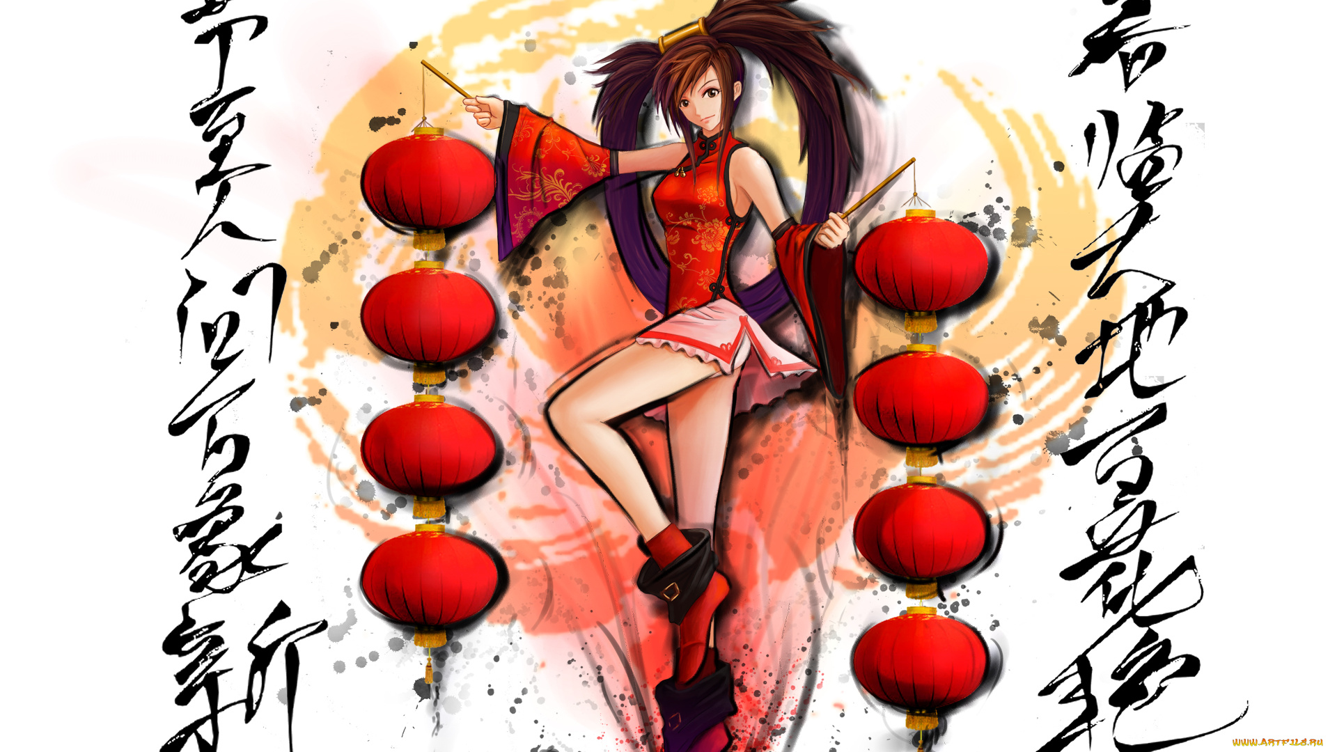 аниме, guilty, gear, guilty, gear, kuradoberi, jam, арт, девушка, взгляд, роза, фонарики