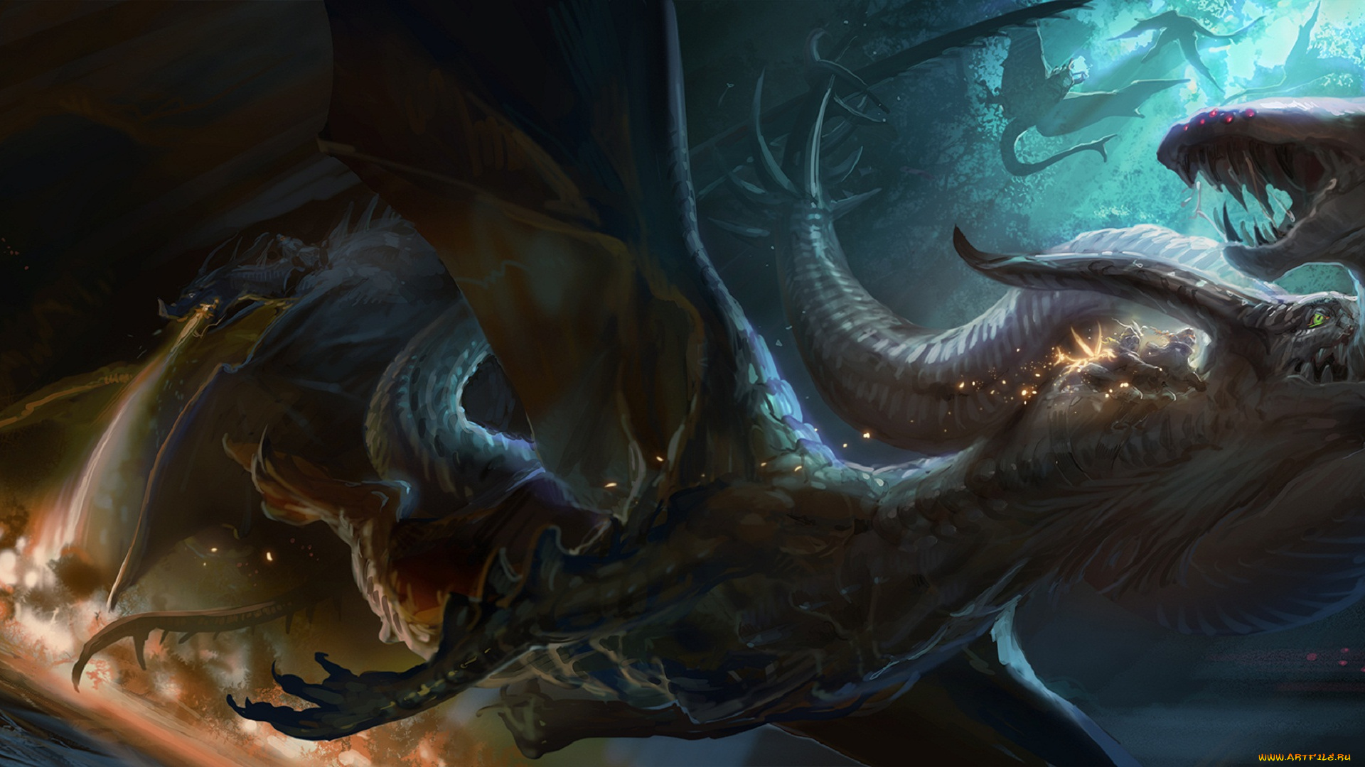 аниме, pixiv, fantasia, драконы, арт, yuuki, youichi, pixiv, fantasia