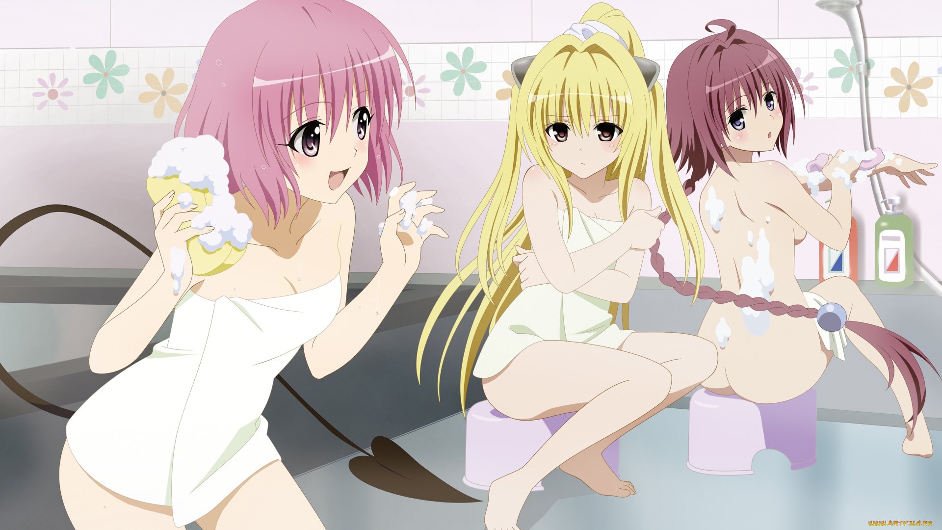 аниме, to-love-ru, хвост, пена, девушки