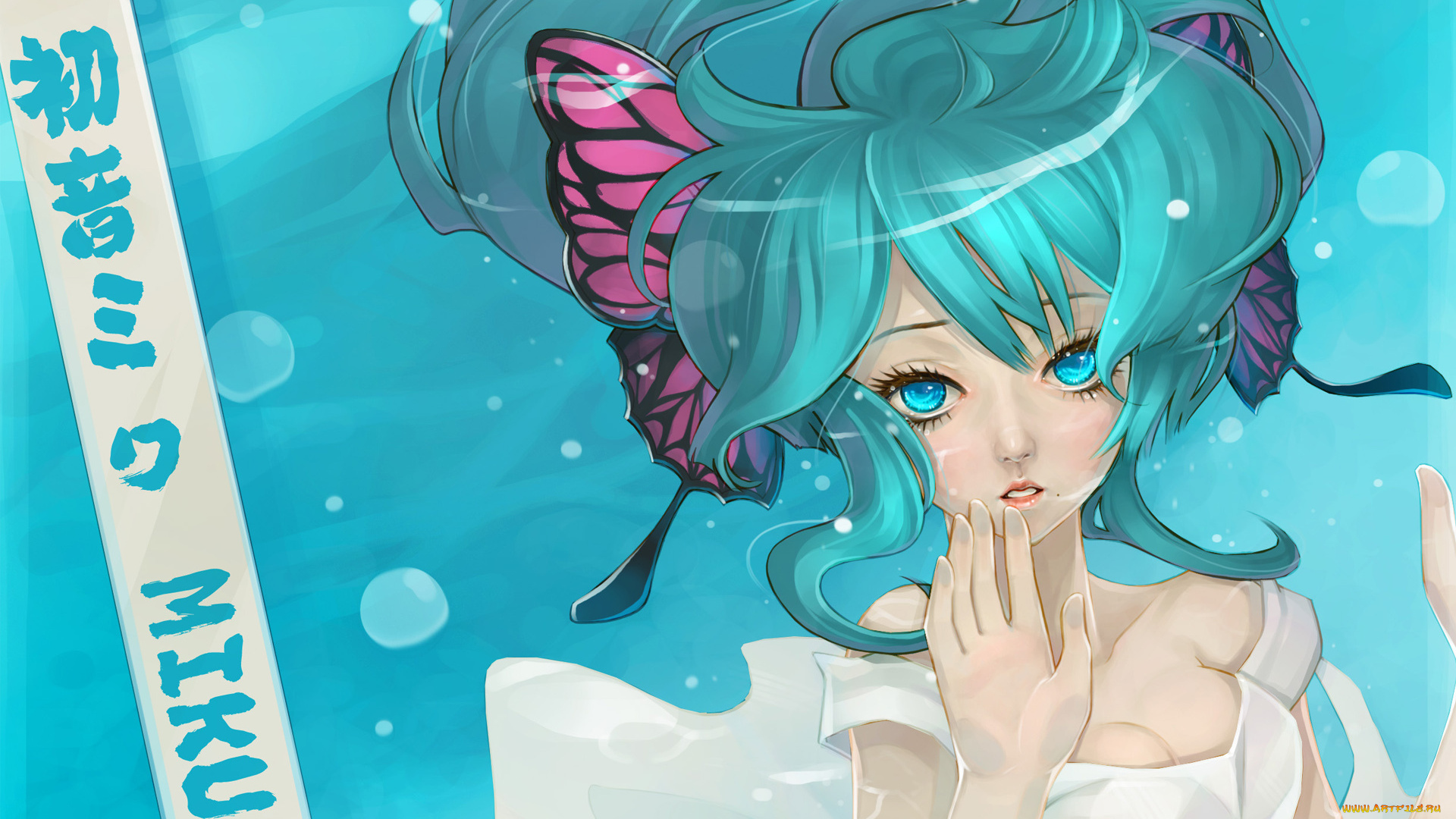 dong, xiao, аниме, vocaloid, надпись, платье, под, водой, hatsune, miku, вокалоид, dong, xiao, арт