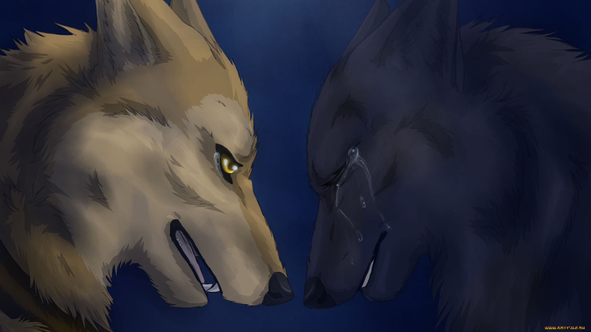 рисованное, животные, , волки, фон, волки