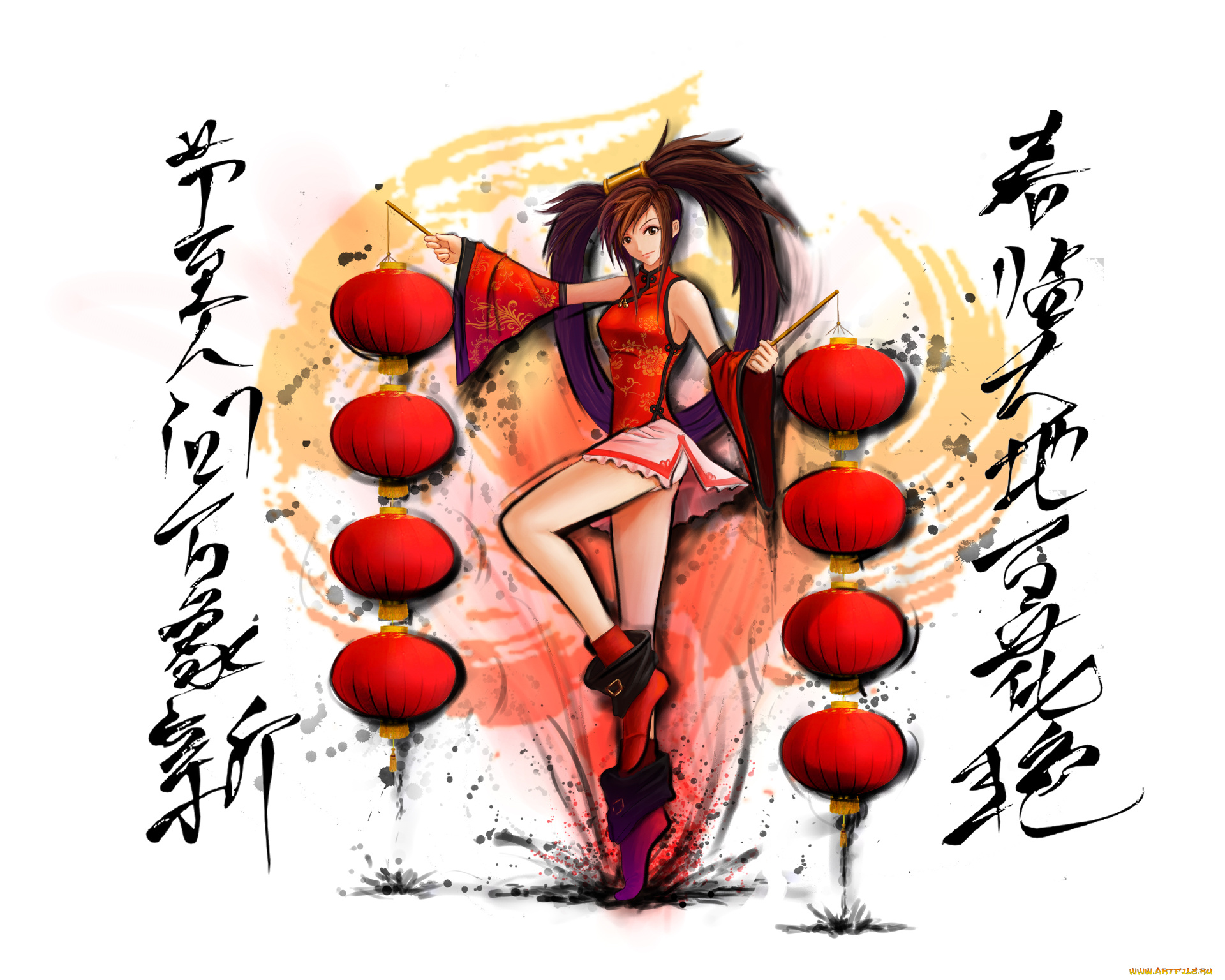 аниме, guilty, gear, guilty, gear, kuradoberi, jam, арт, девушка, взгляд, роза, фонарики