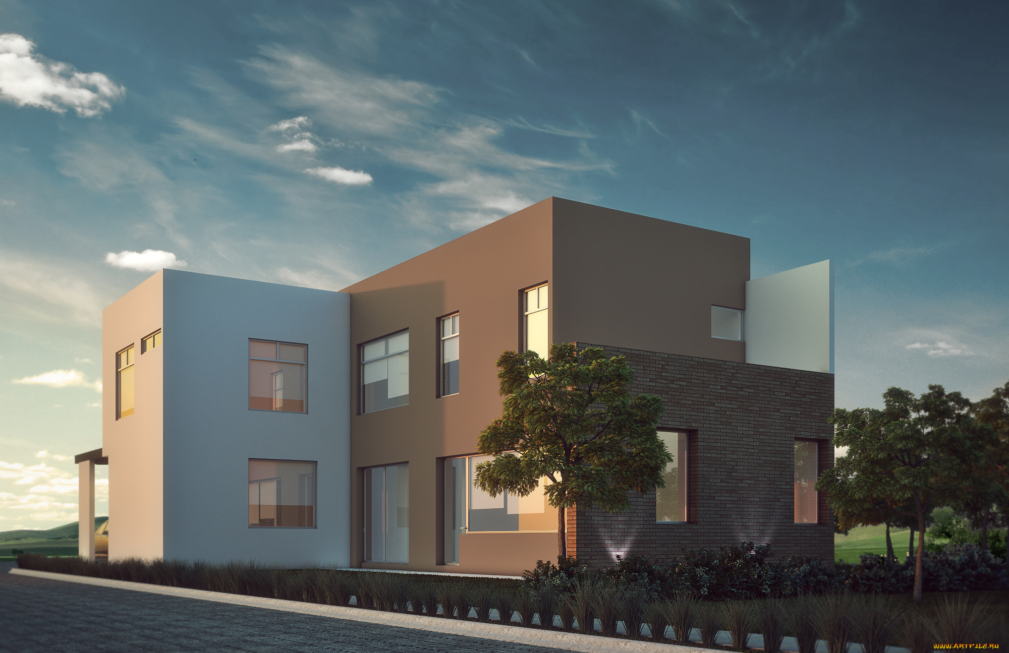 3д, графика, архитектура, , architecture, небо, дом