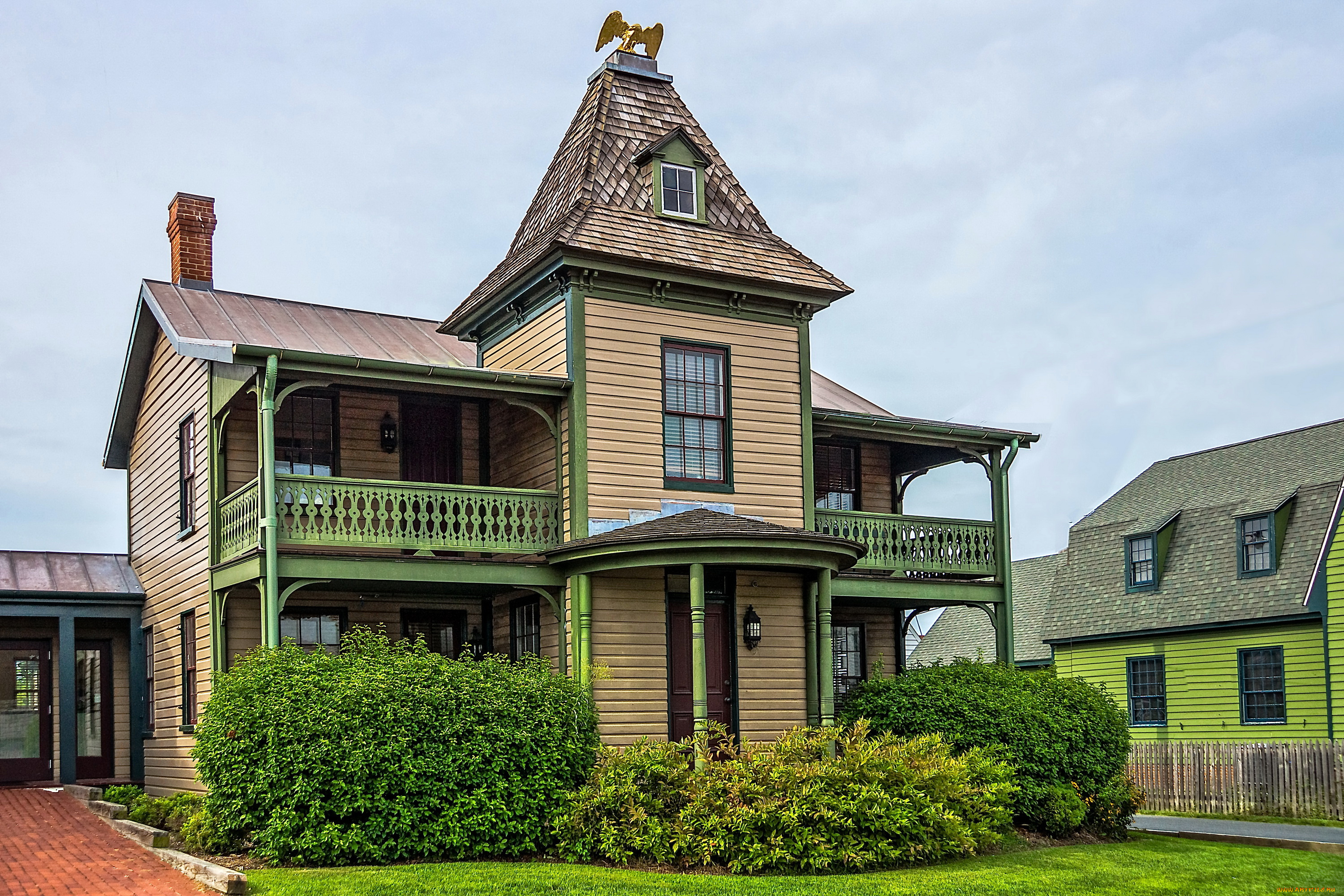 города, -, здания, , дома, ландшафт, особняк, дом, сша, кусты