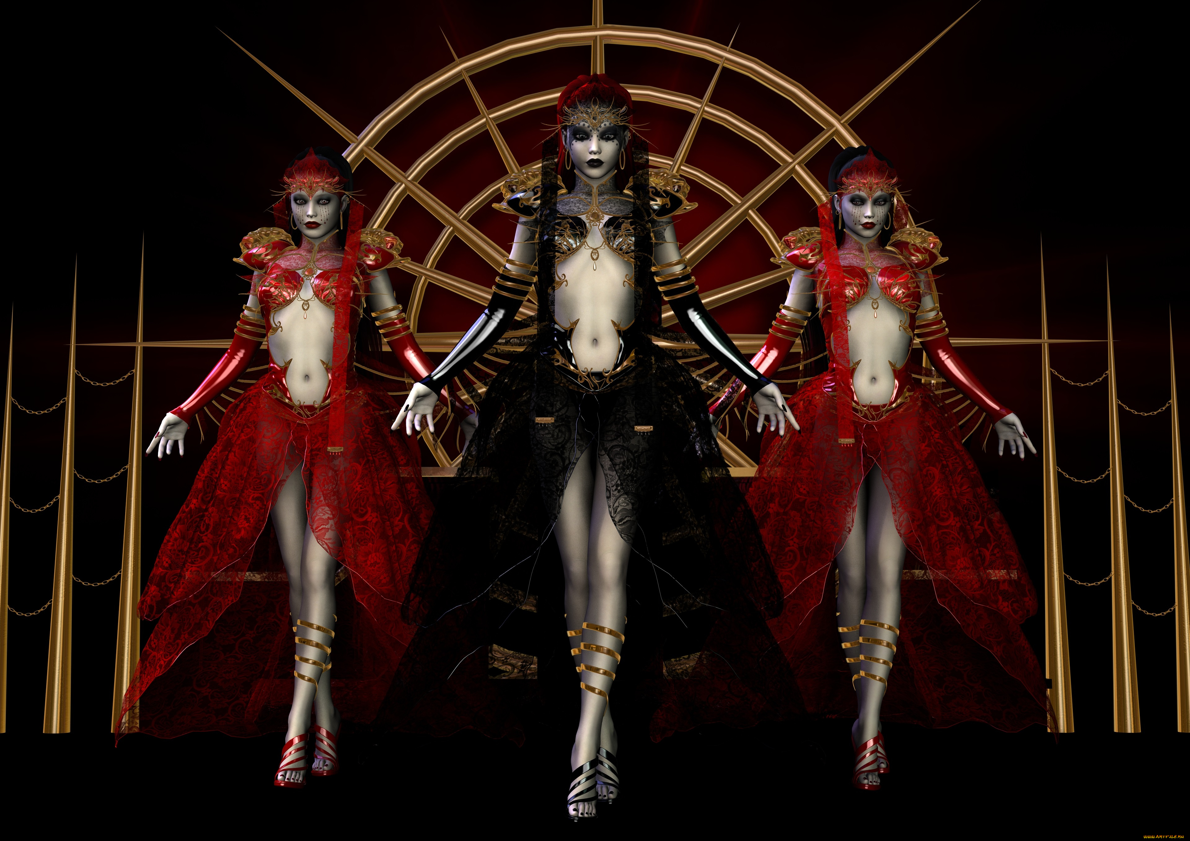 3д, графика, фантазия, , fantasy, фон, взгляд, девушки