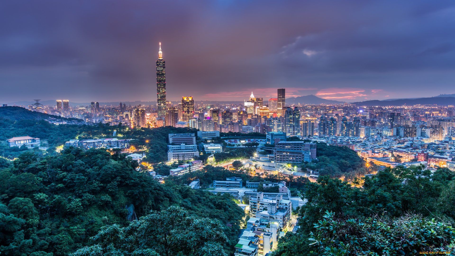 города, тайбэй, , тайвань, , китай, город, ночь