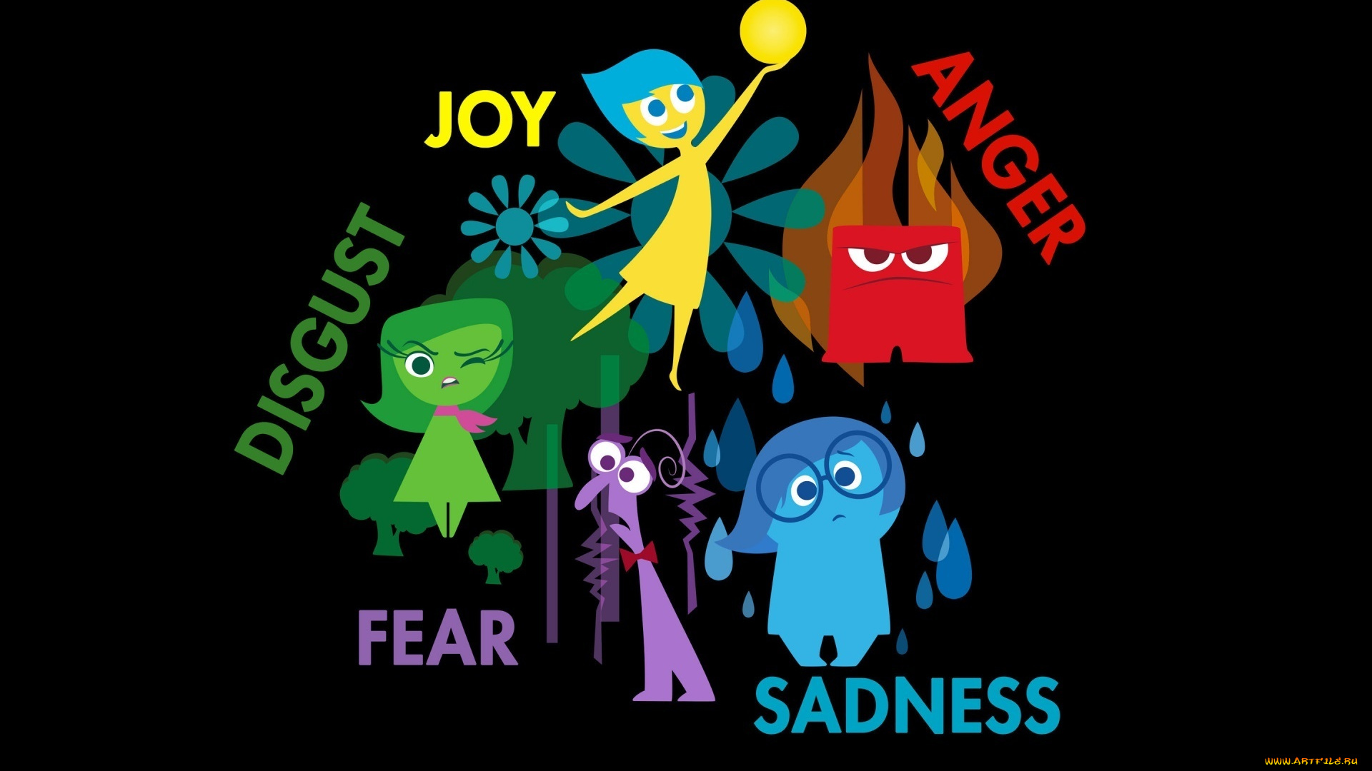 мультфильмы, inside, out, персонажи