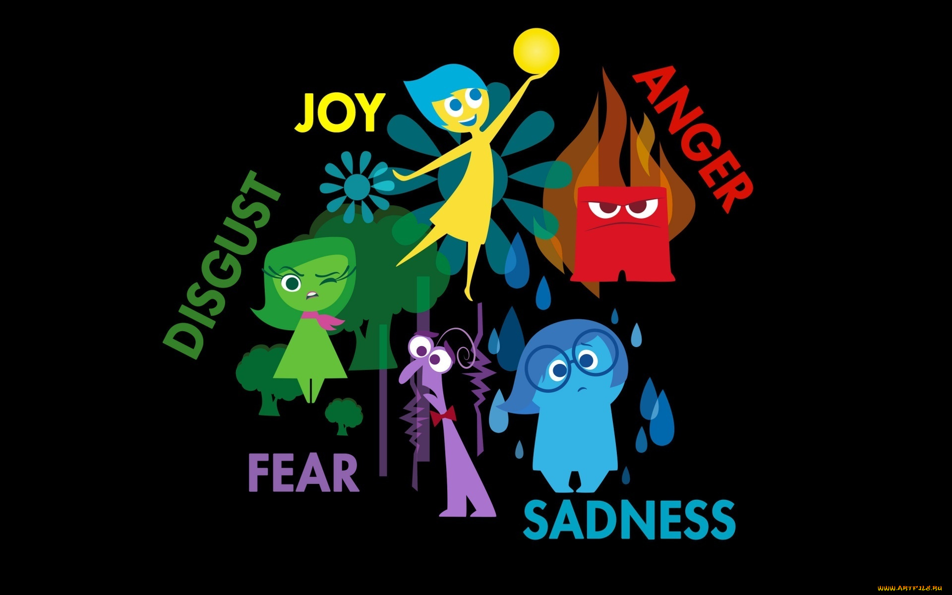 мультфильмы, inside, out, персонажи