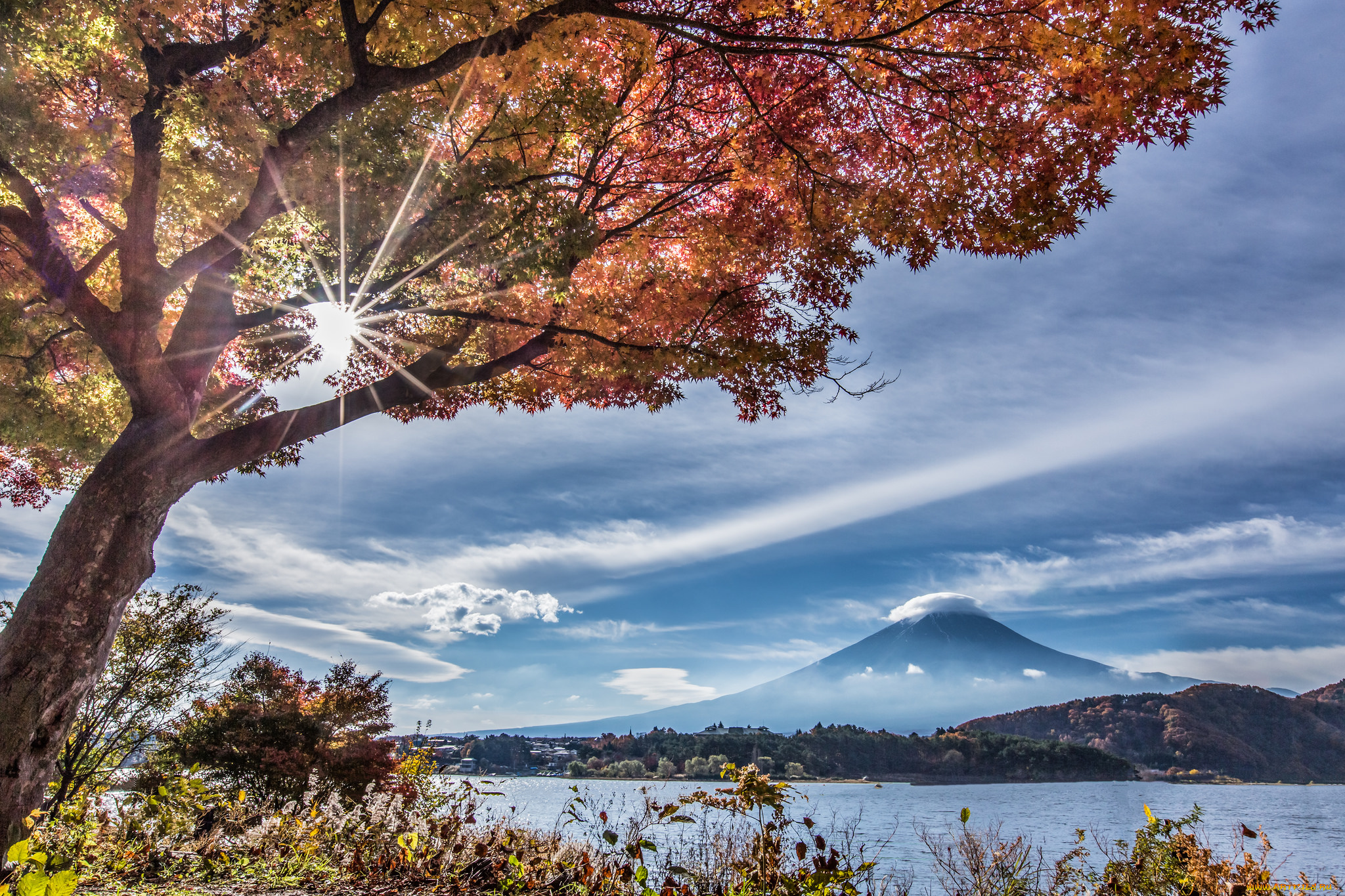 природа, восходы, закаты, осень, солнце, пейзаж, гора