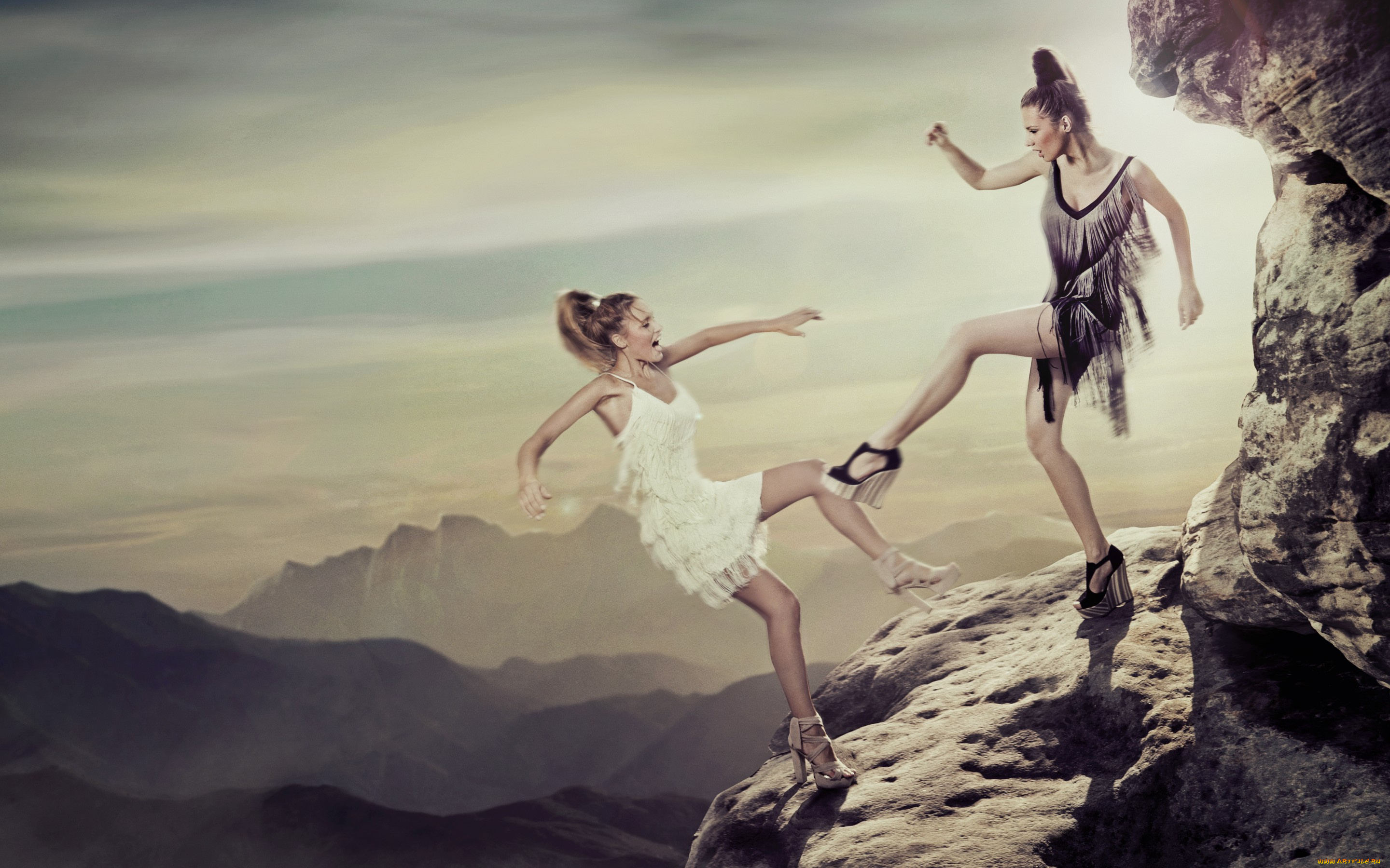 девушки, -unsort, , креатив, скала, драка