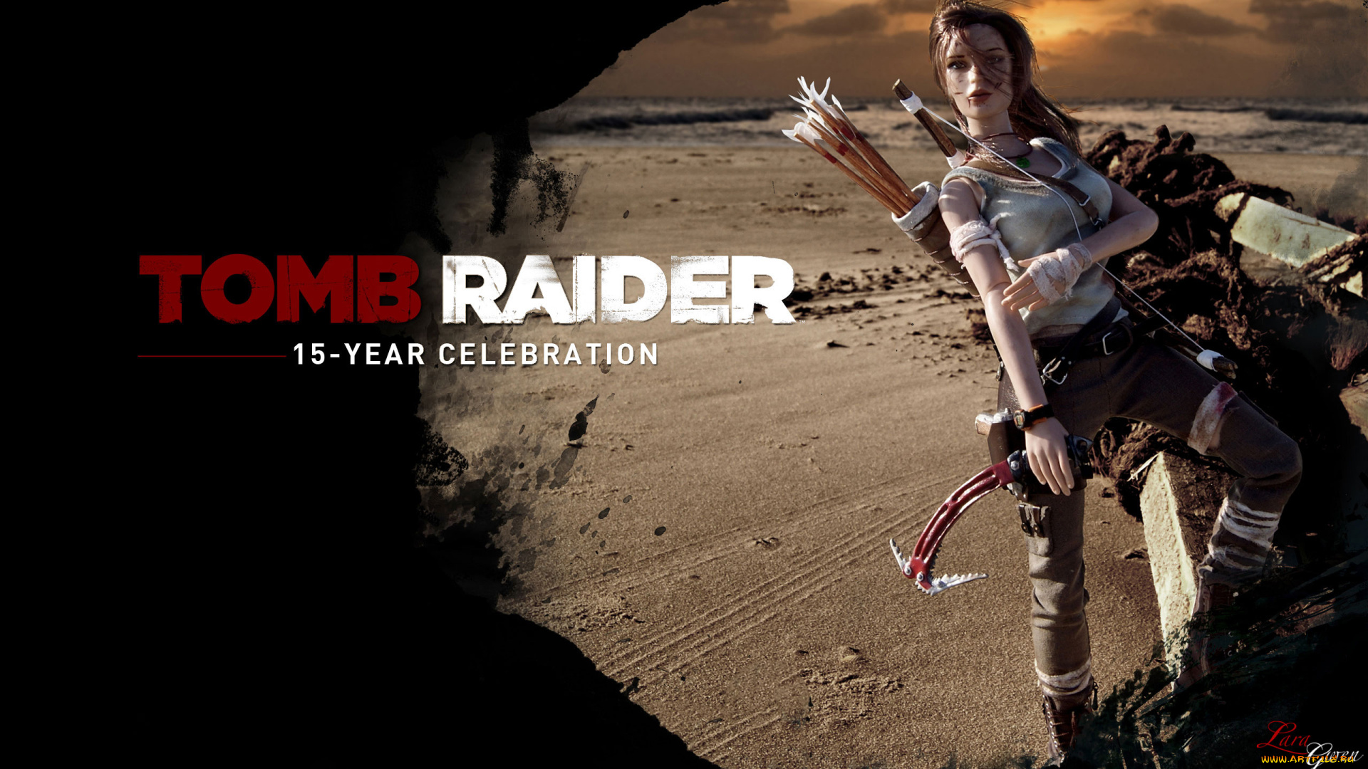 видео, игры, tomb, raider, , other, фон, ледоруб, стрелы, лук, девушка, взгляд