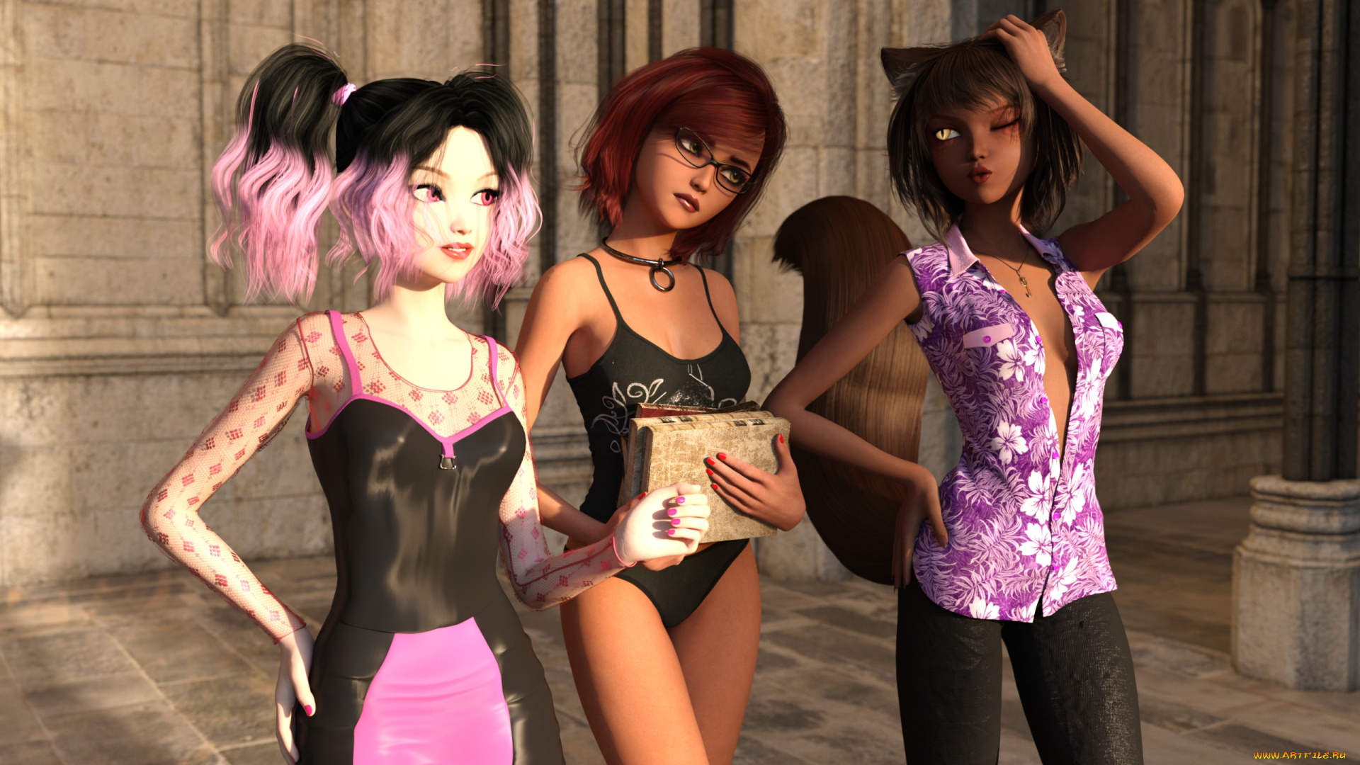 3д, графика, фантазия, , fantasy, фон, взгляд, девушки