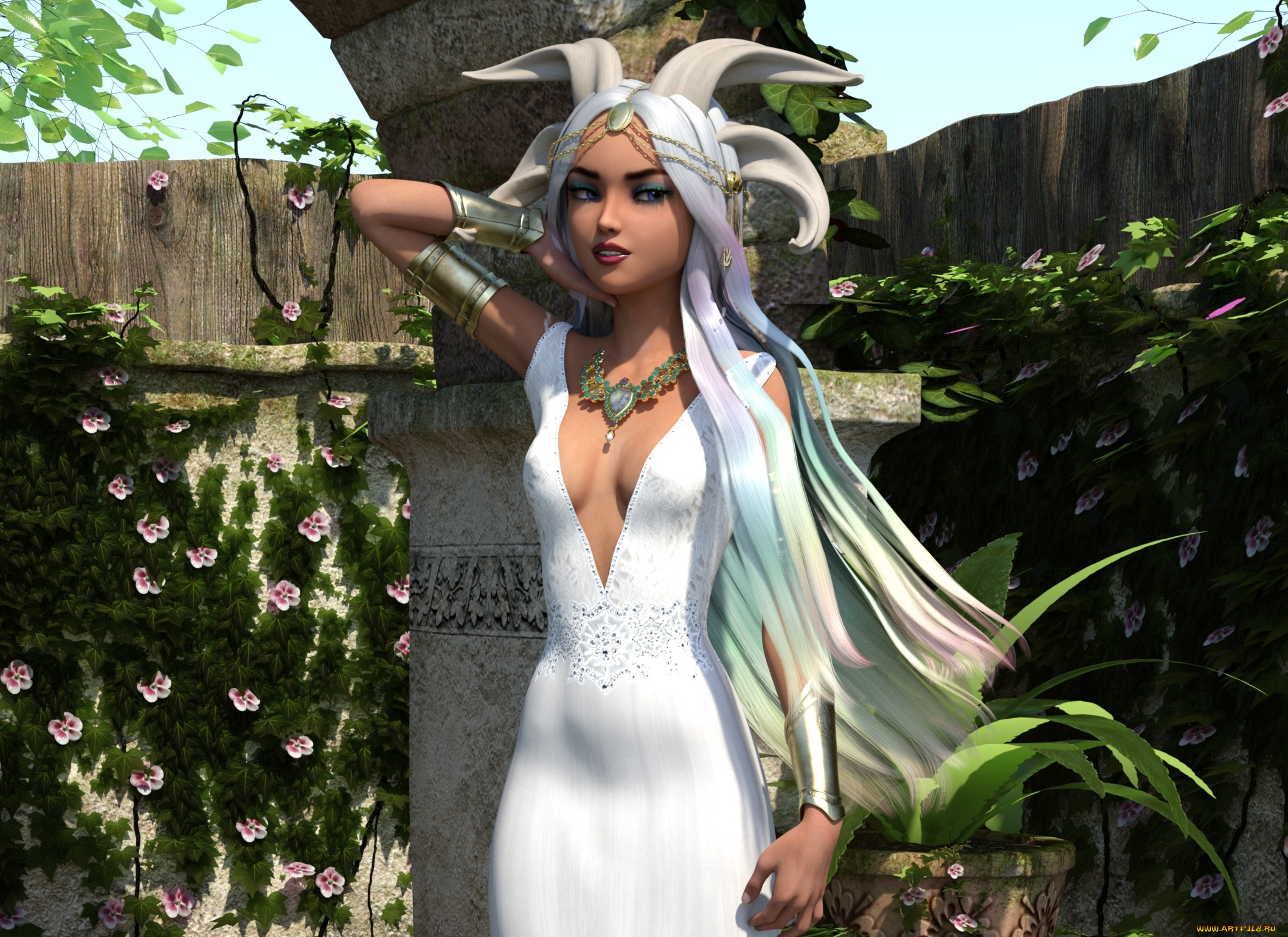 3д, графика, фантазия, , fantasy, фон, взгляд, девушка