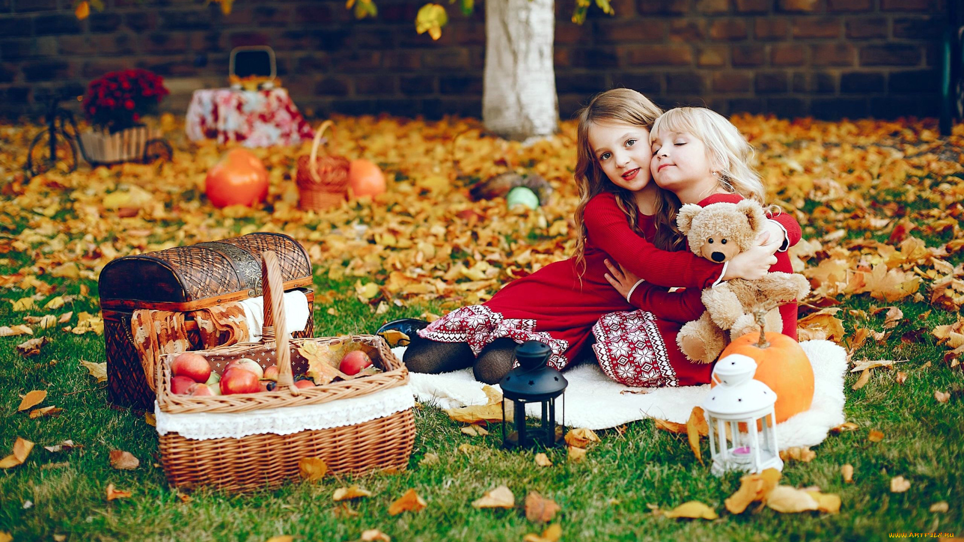 разное, настроения, осень, листопад, пикник, подружки