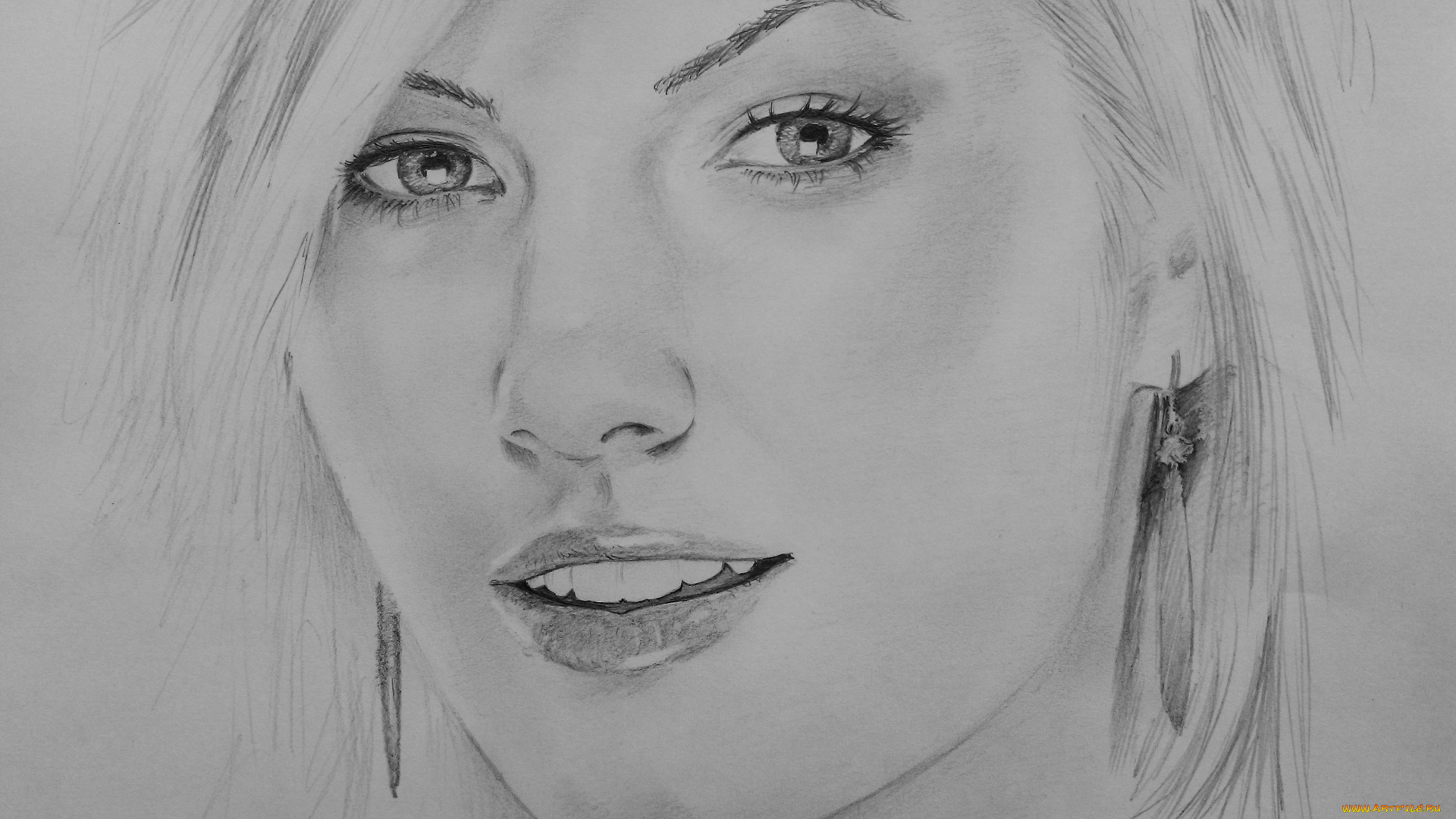 рисованное, люди, скетч, улыбка, взгляд, фон, девушка