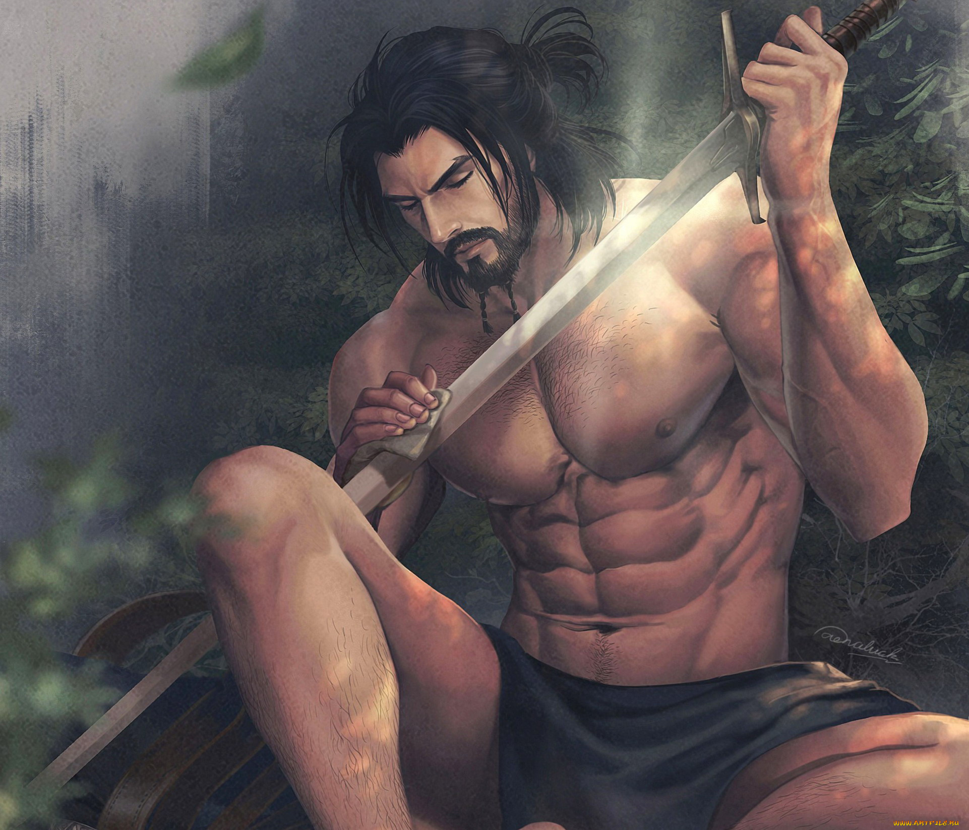 фэнтези, люди, торс, воин, меч