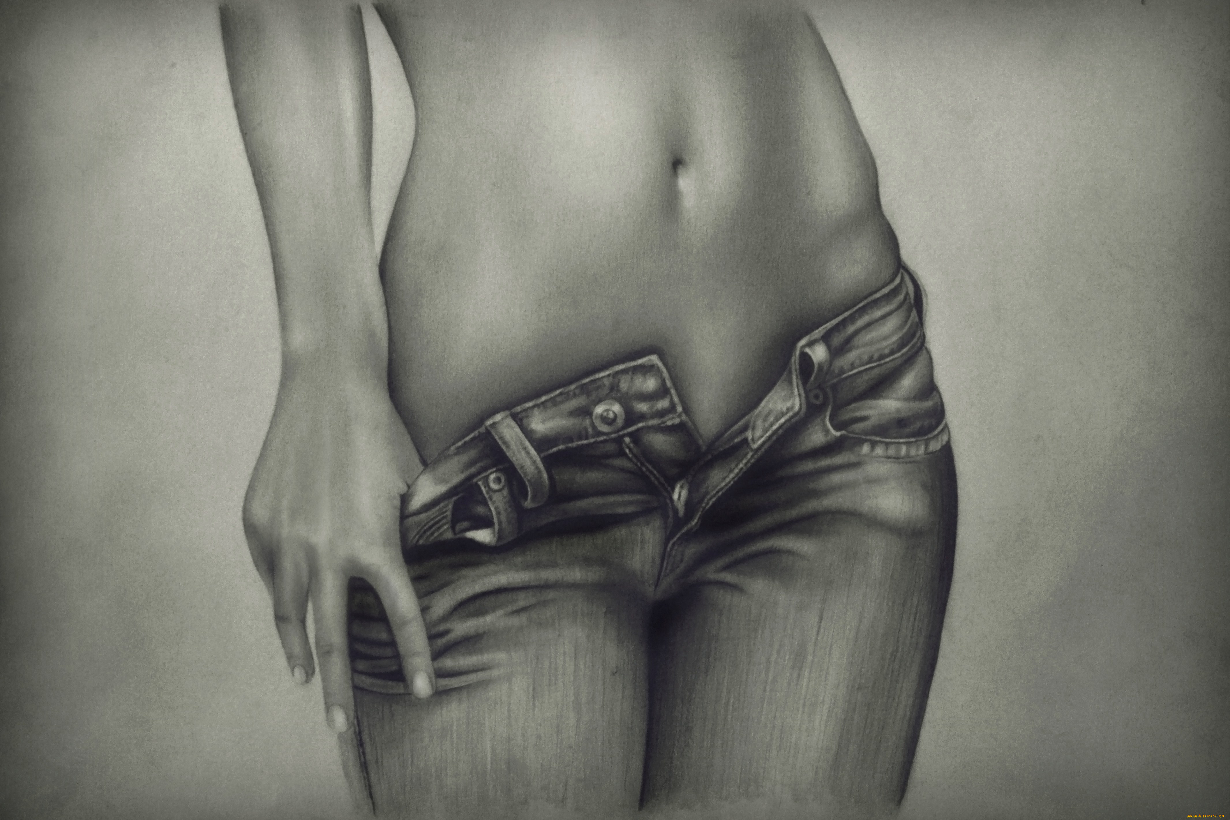 рисованное, люди, скетч, джинсы, фон, девушка