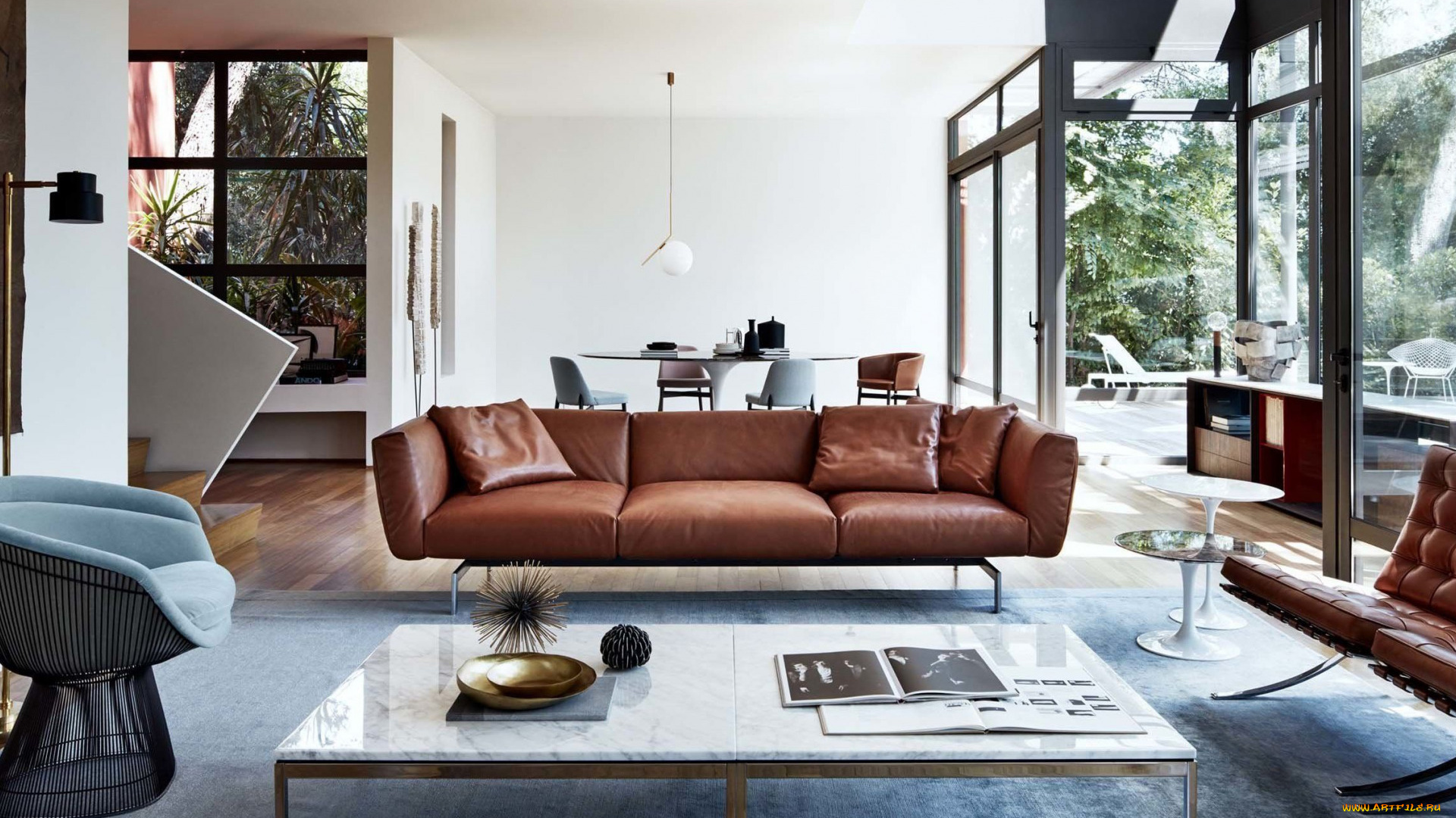 интерьер, гостиная, кожаная, мебель