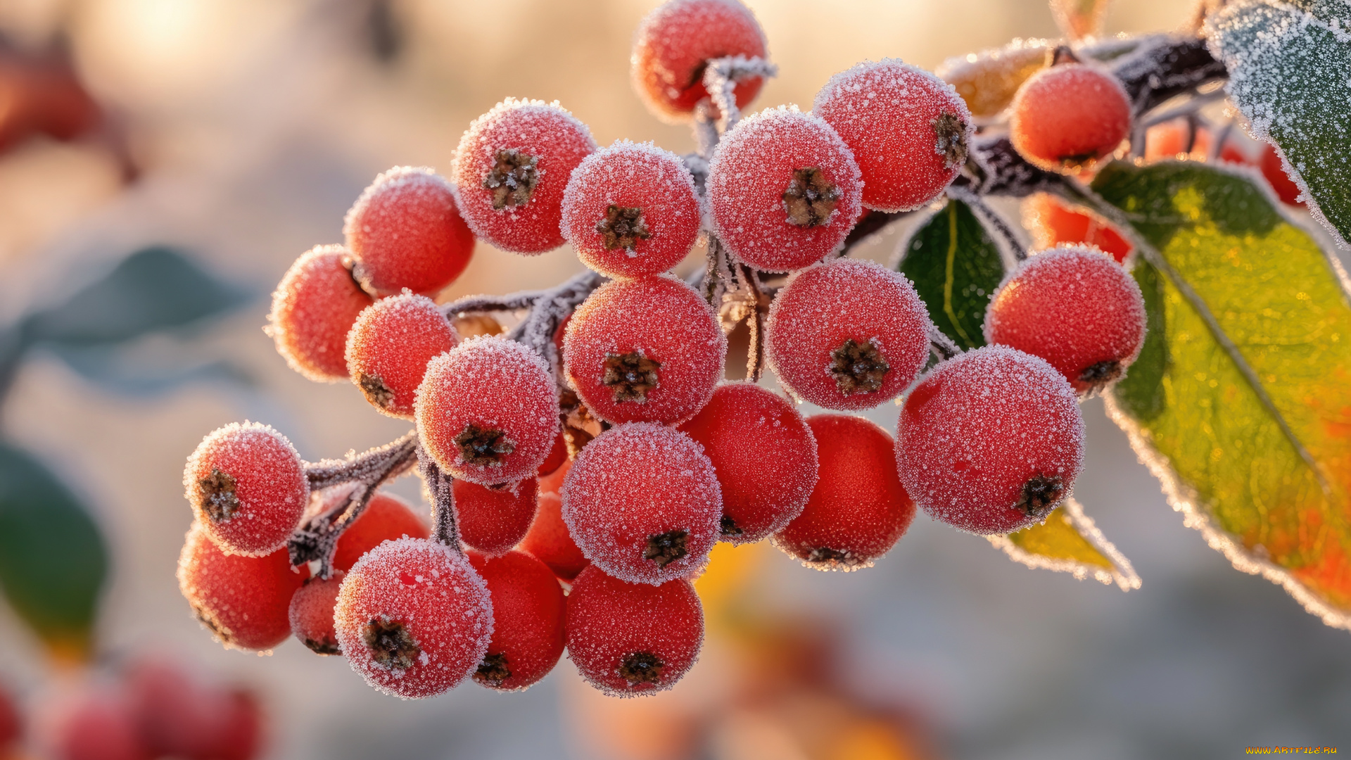 3д, графика, природа, , nature, ягоды, иней