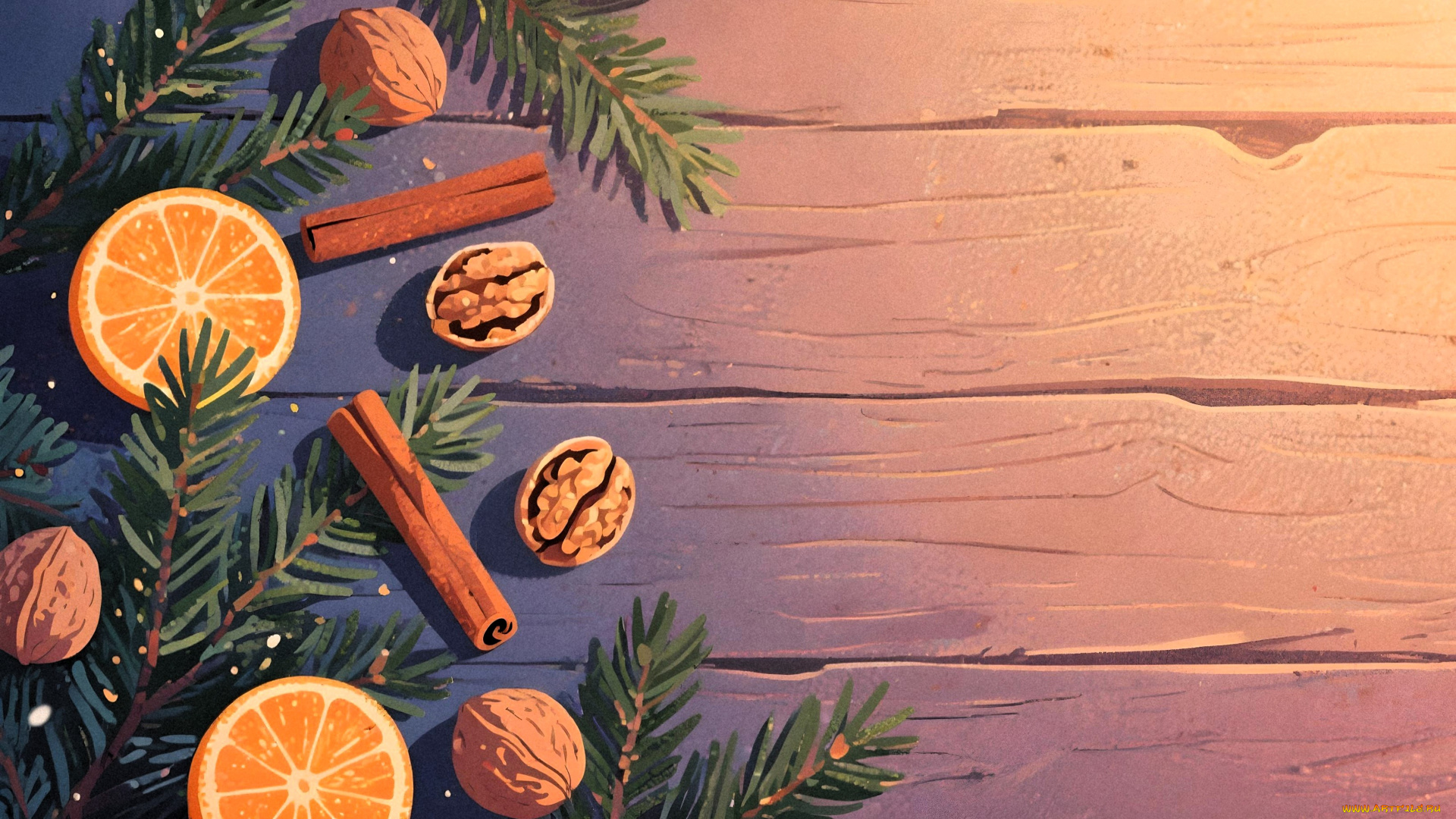 праздничные, -, разное, , новый, год, ёлка, ветки, корица, орехи, лимоны