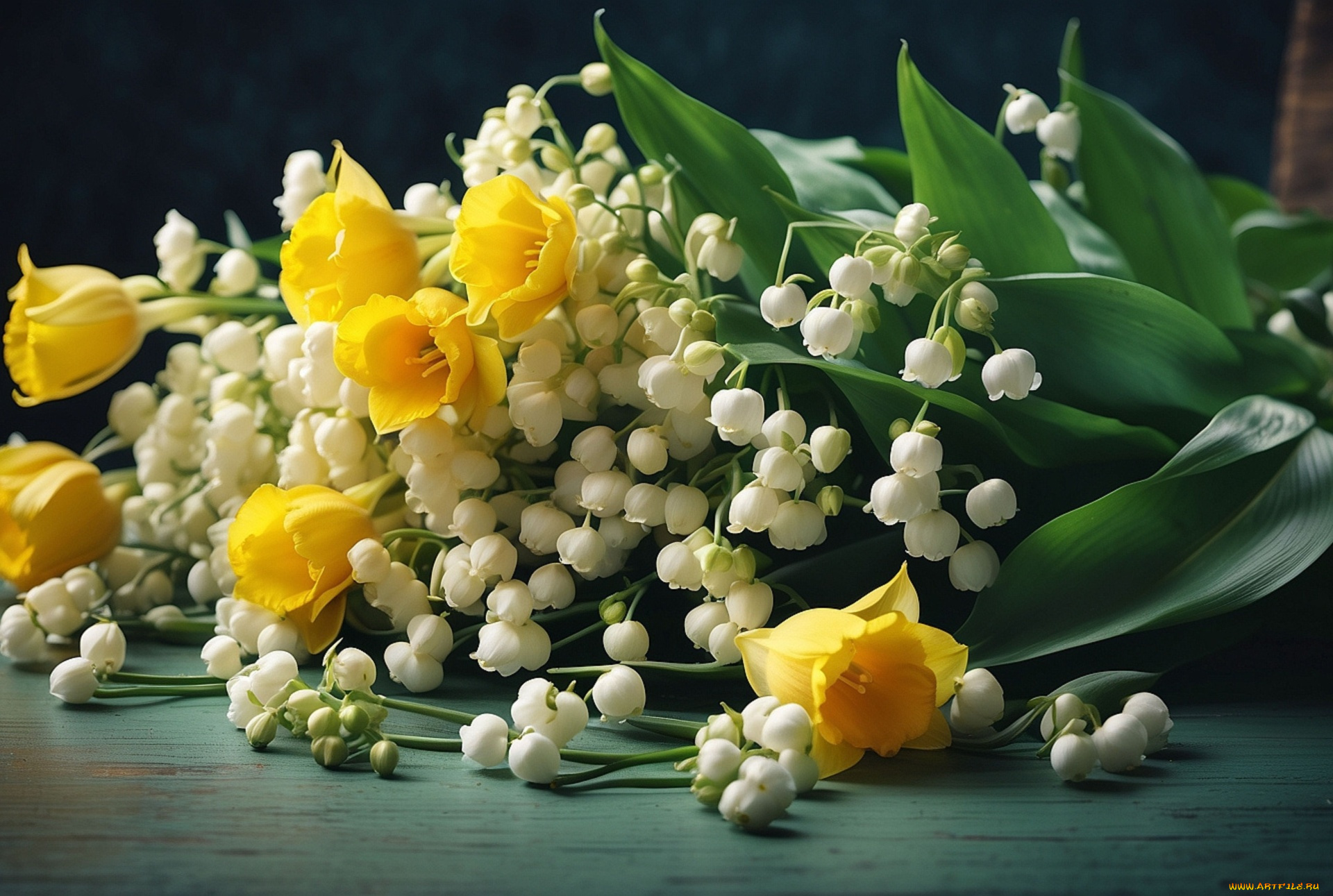 разное, компьютерный, дизайн, ландыши, нарциссы