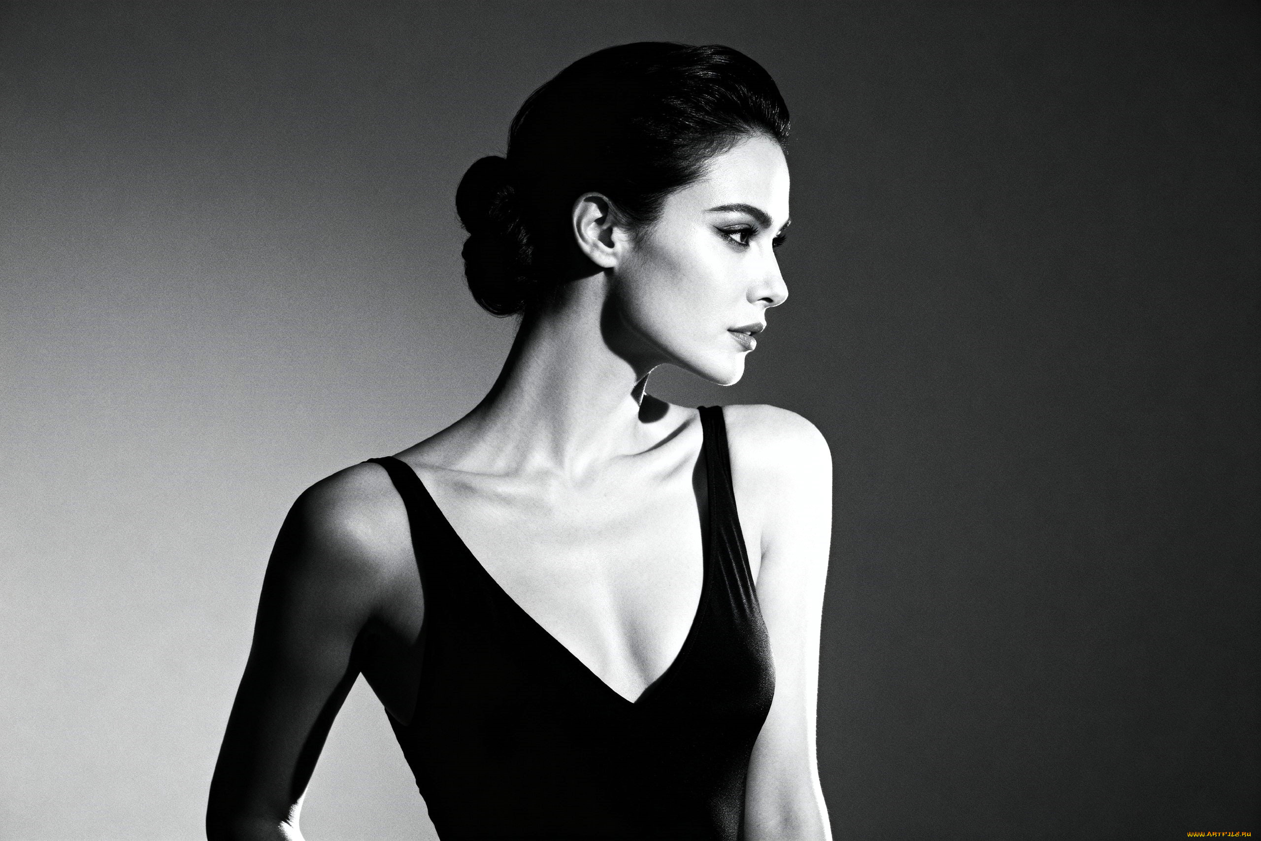 3д, графика, люди, , people, девушка, брюнетка, лицо, купальник, черно-белая
