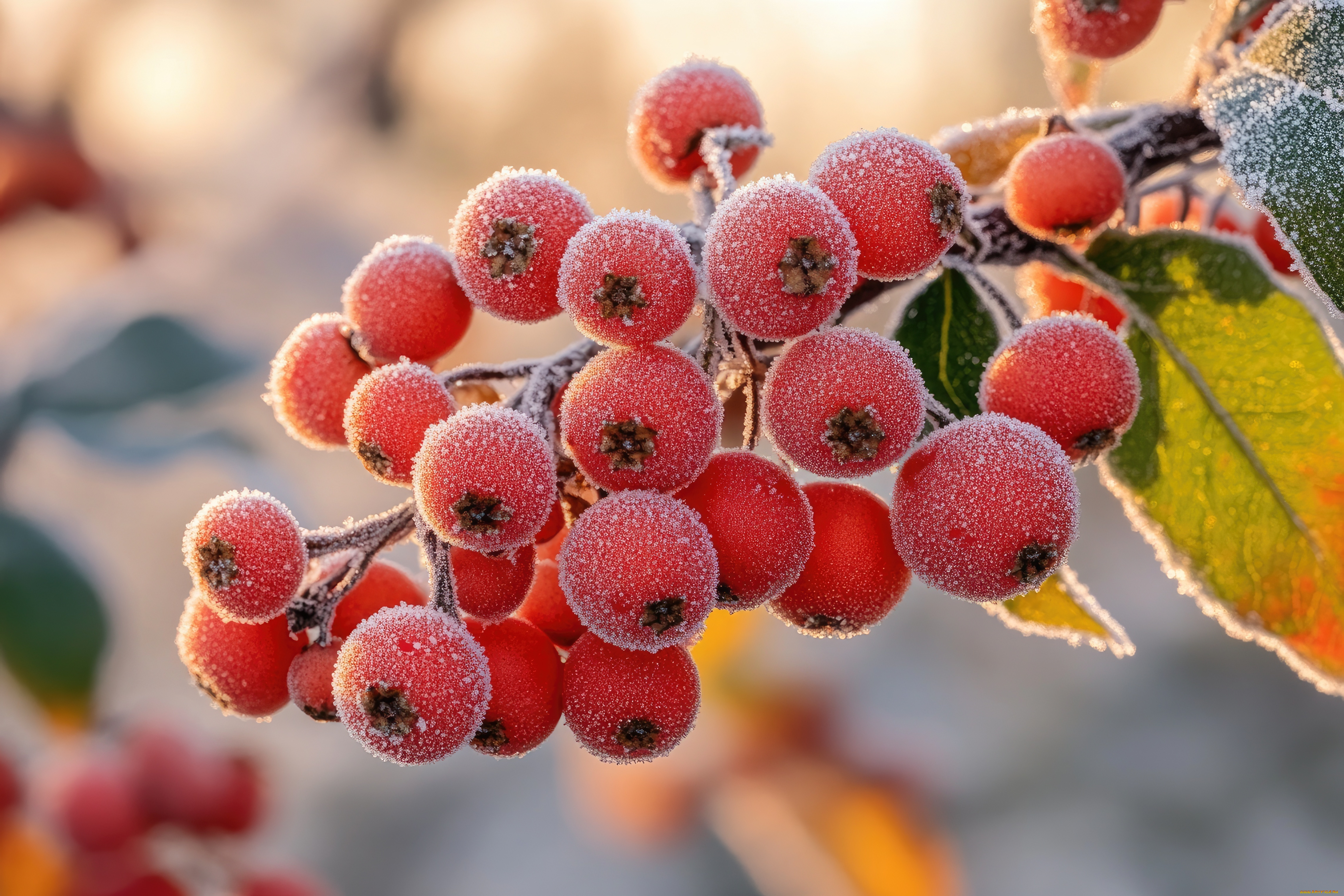 3д, графика, природа, , nature, ягоды, иней