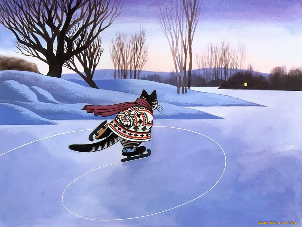 kliban, cats, рисованные, bernard, коньки, кот