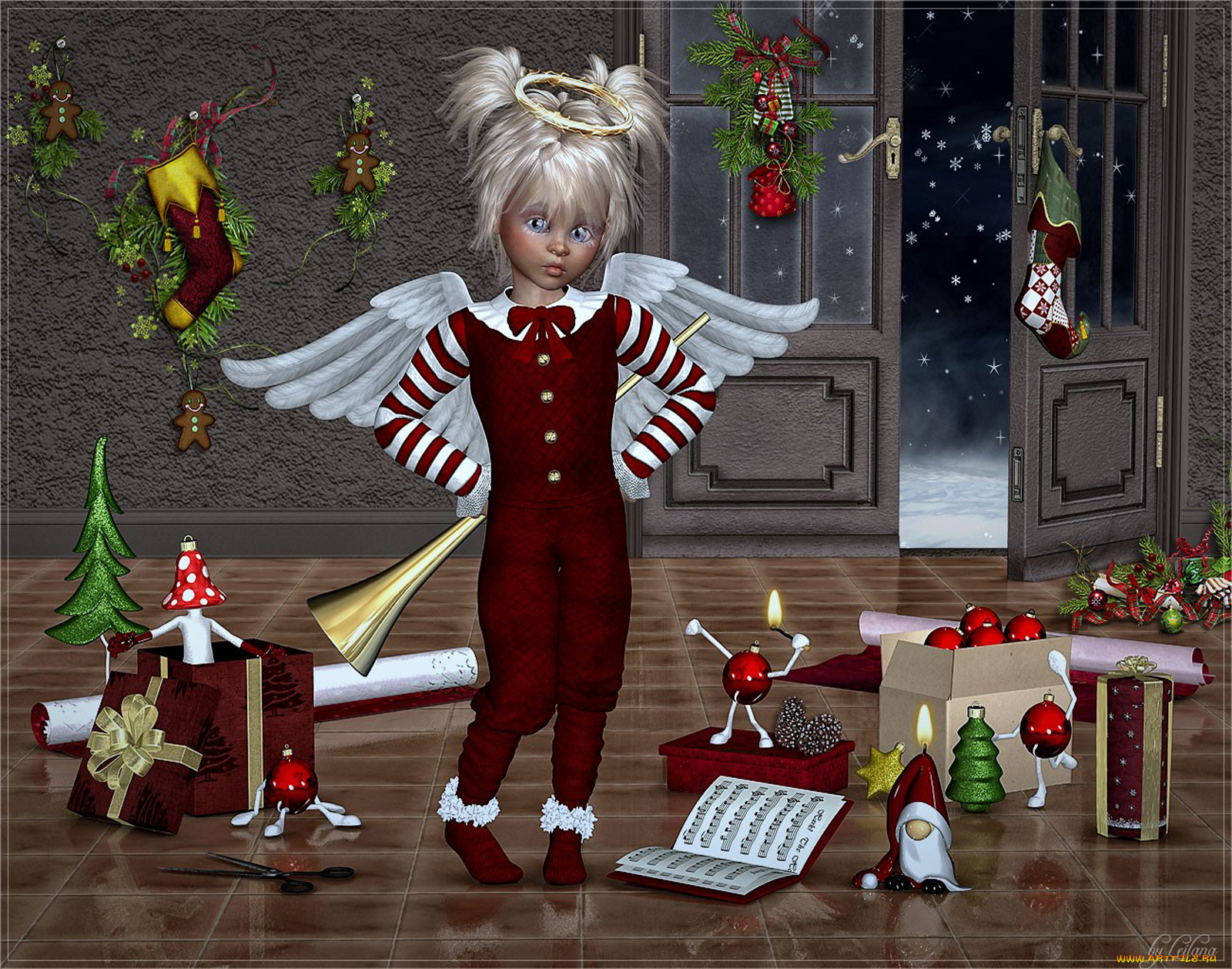 3д, графика, angel, ангел, игрушки, комната