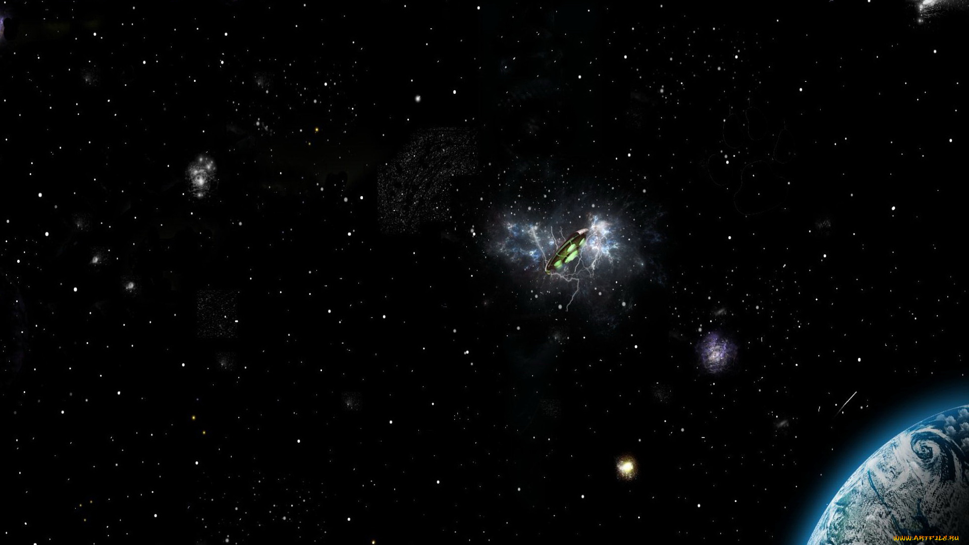 космос, арт, планета, звёзды