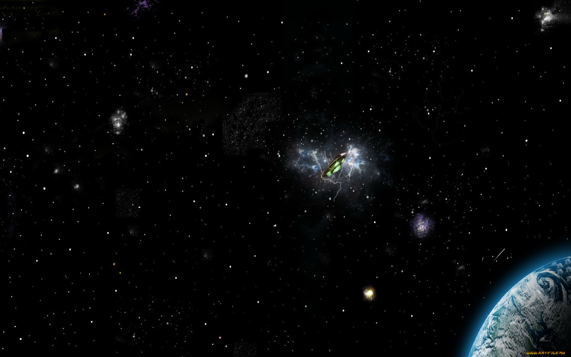 космос, арт, планета, звёзды