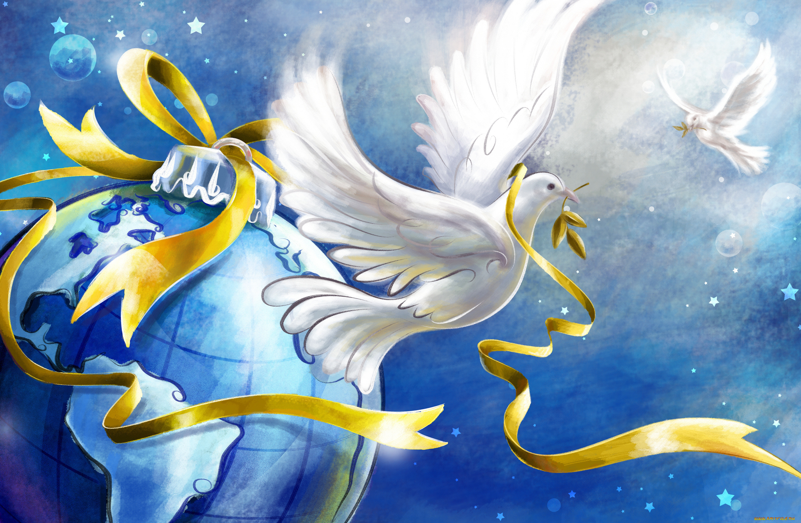 рисованные, животные, птицы, голуби, голубь