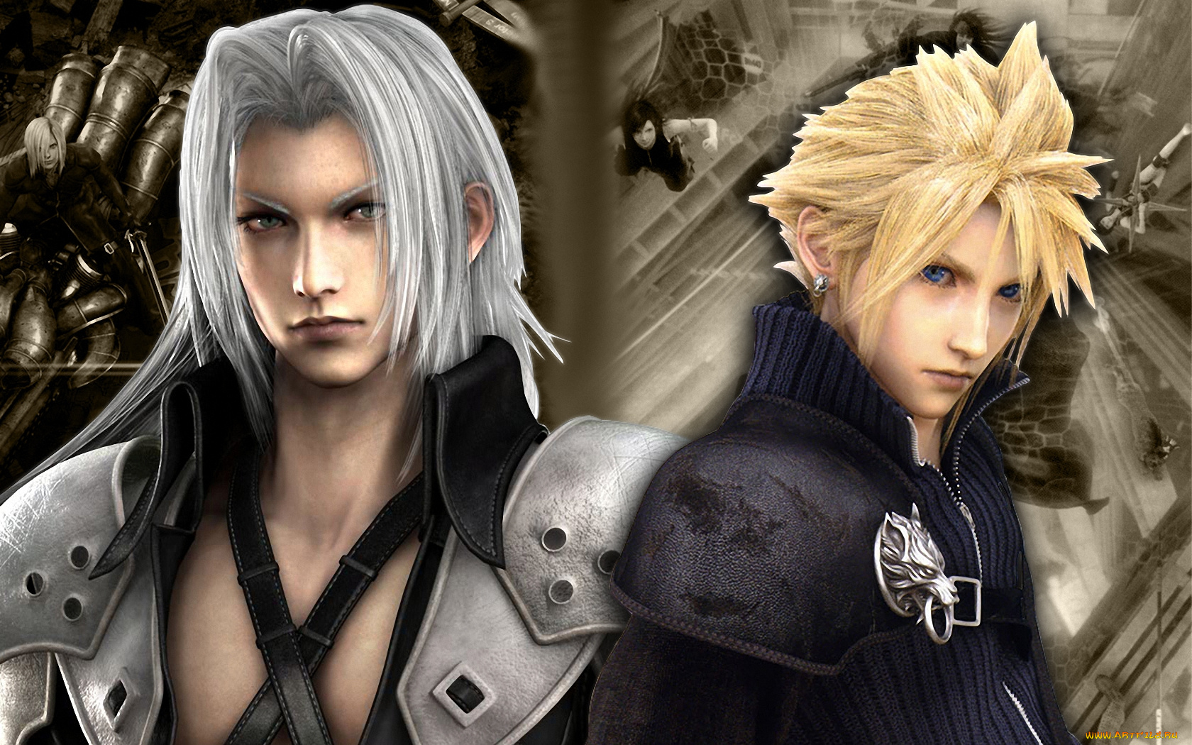 аниме, final, fantasy, cloud, sephiroth