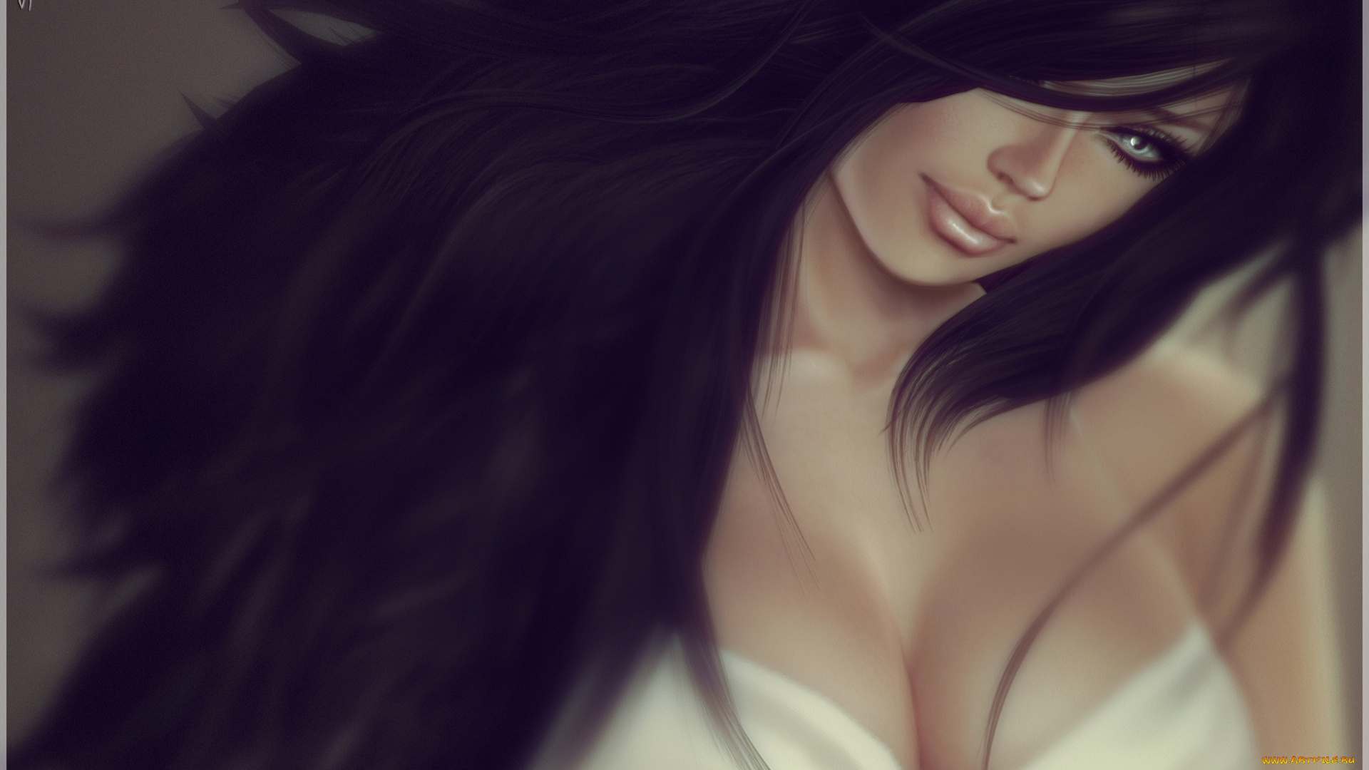 3д, графика, people, люди, брюнетка, задумчивость, волосы, девушка