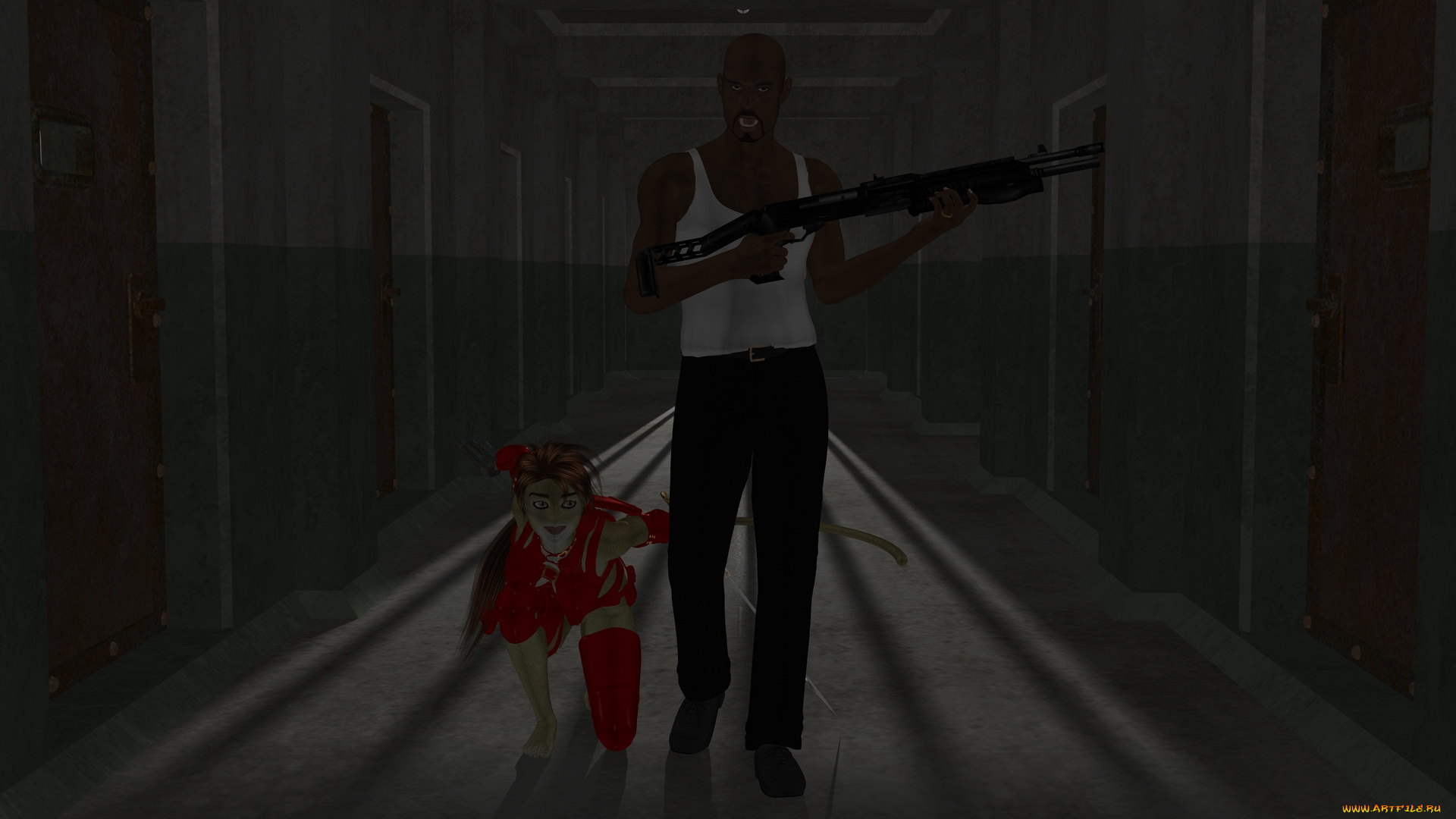 3д, графика, fantasy, , фантазия, мужчина, кошка, девушка