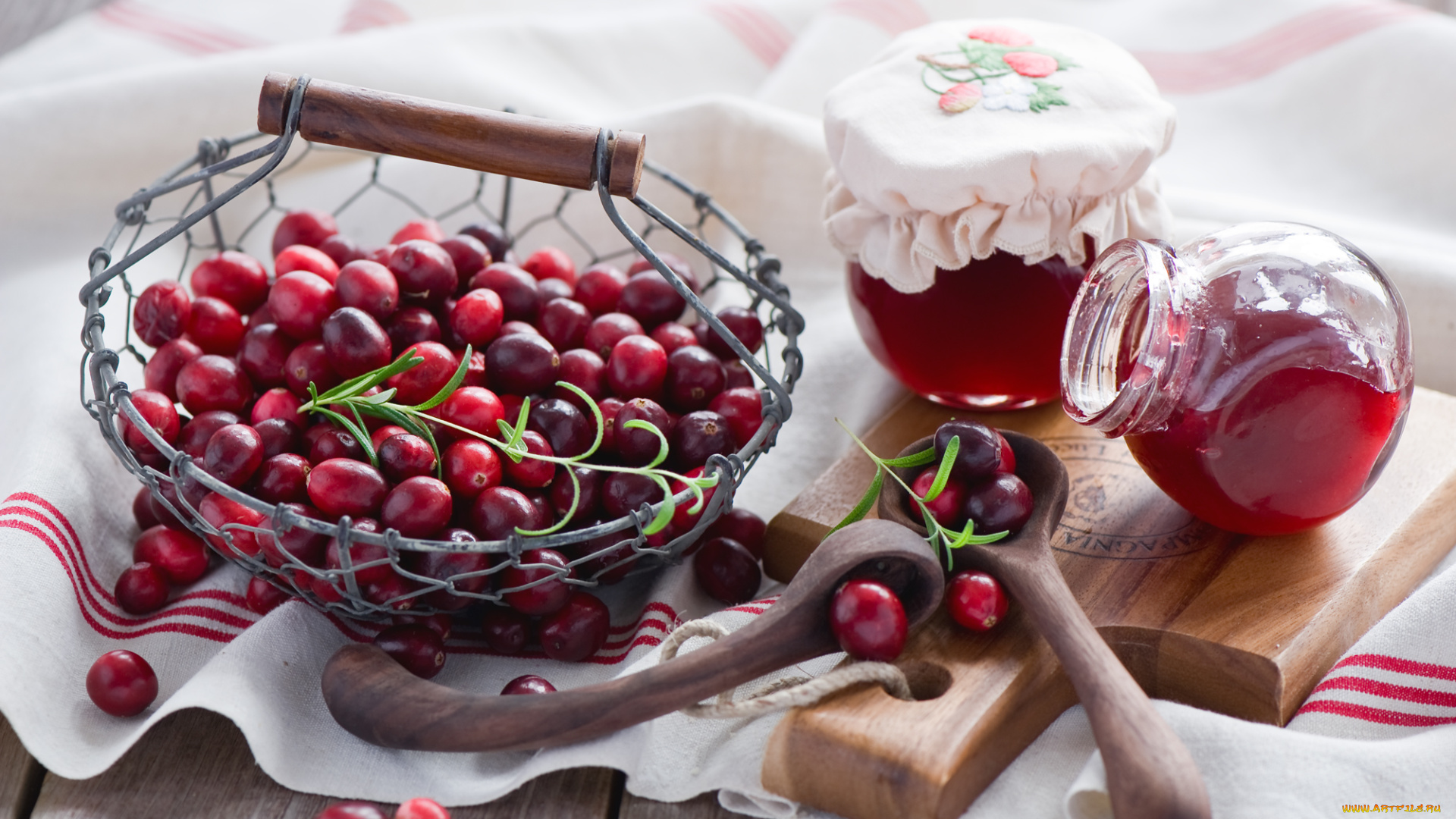 еда, клюква, джем, ягоды