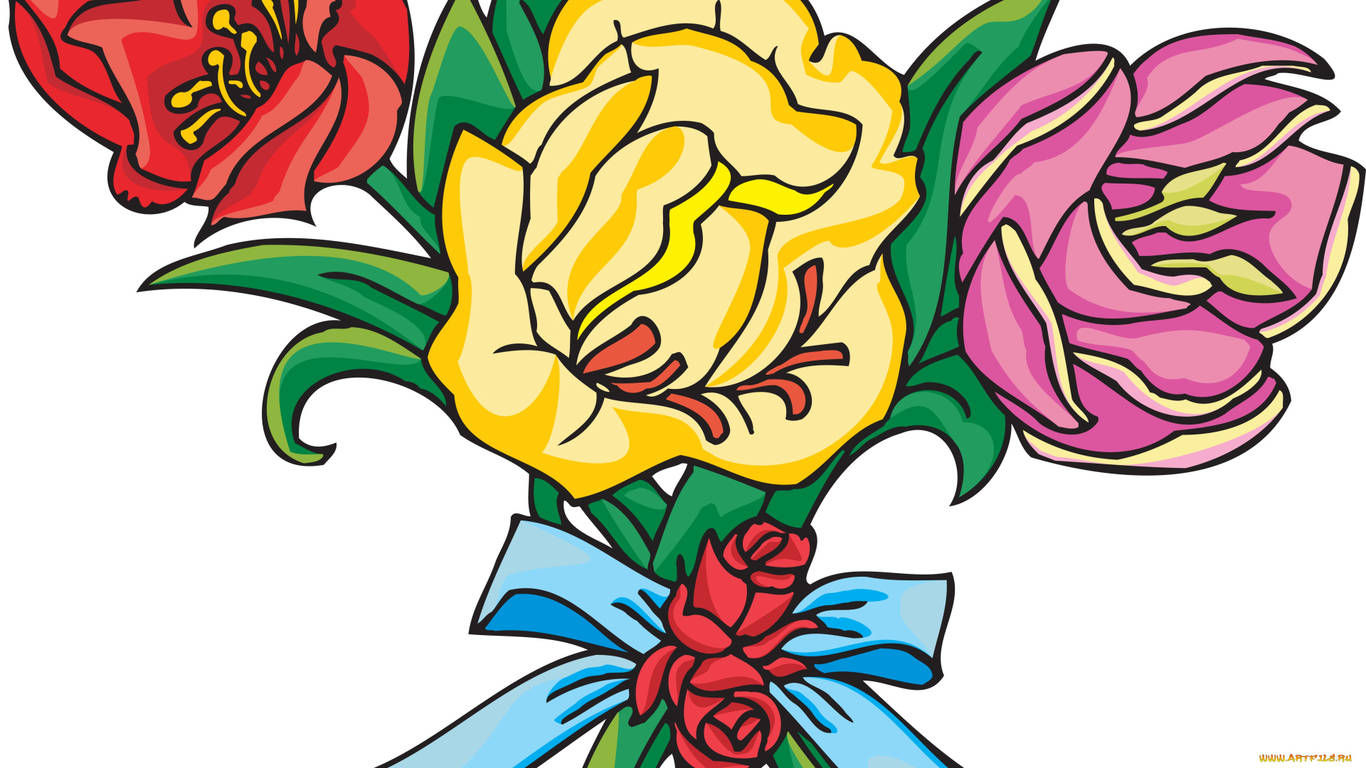 рисованные, цветы