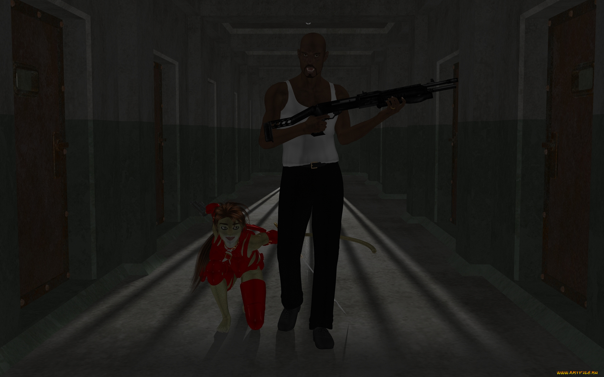 3д, графика, fantasy, , фантазия, мужчина, кошка, девушка