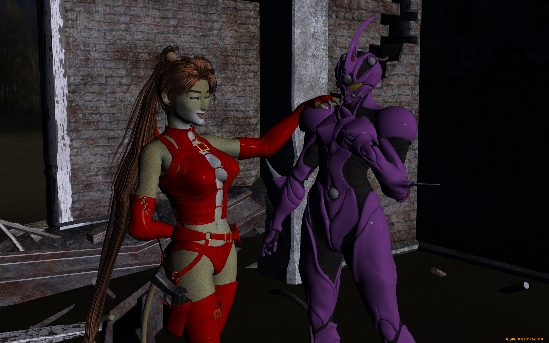 3д, графика, fantasy, , фантазия, существо, девушка, кошка