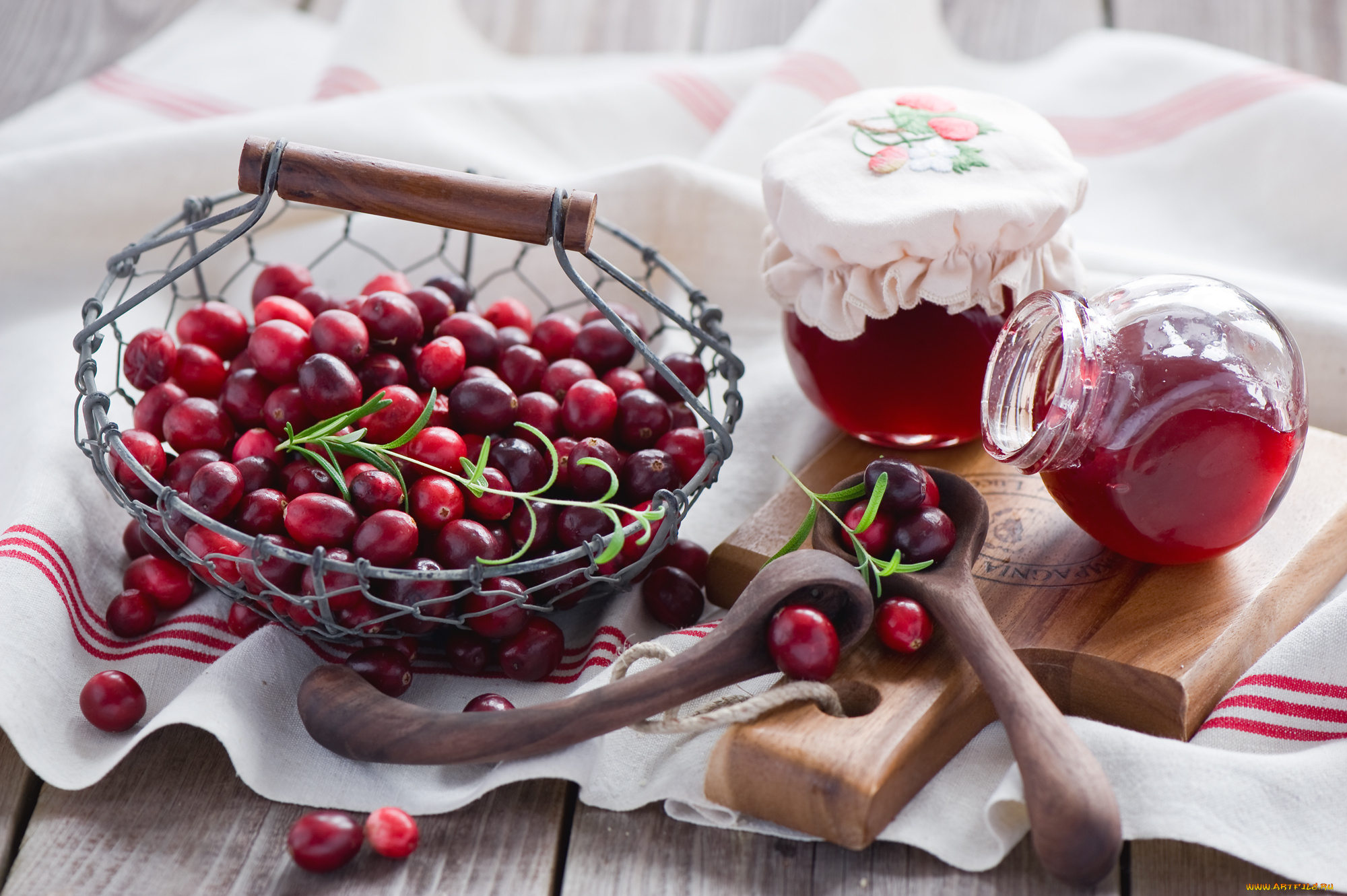 еда, клюква, джем, ягоды