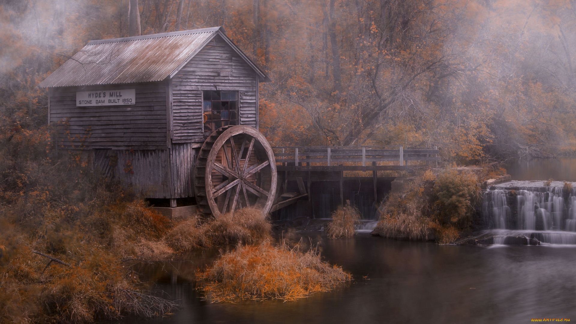 разное, мельницы, речка, мельница