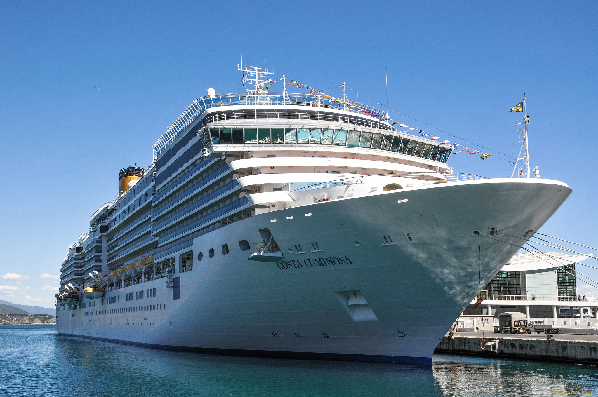 costa, luminosa, корабли, лайнеры, лайнер, причал, порт, круиз