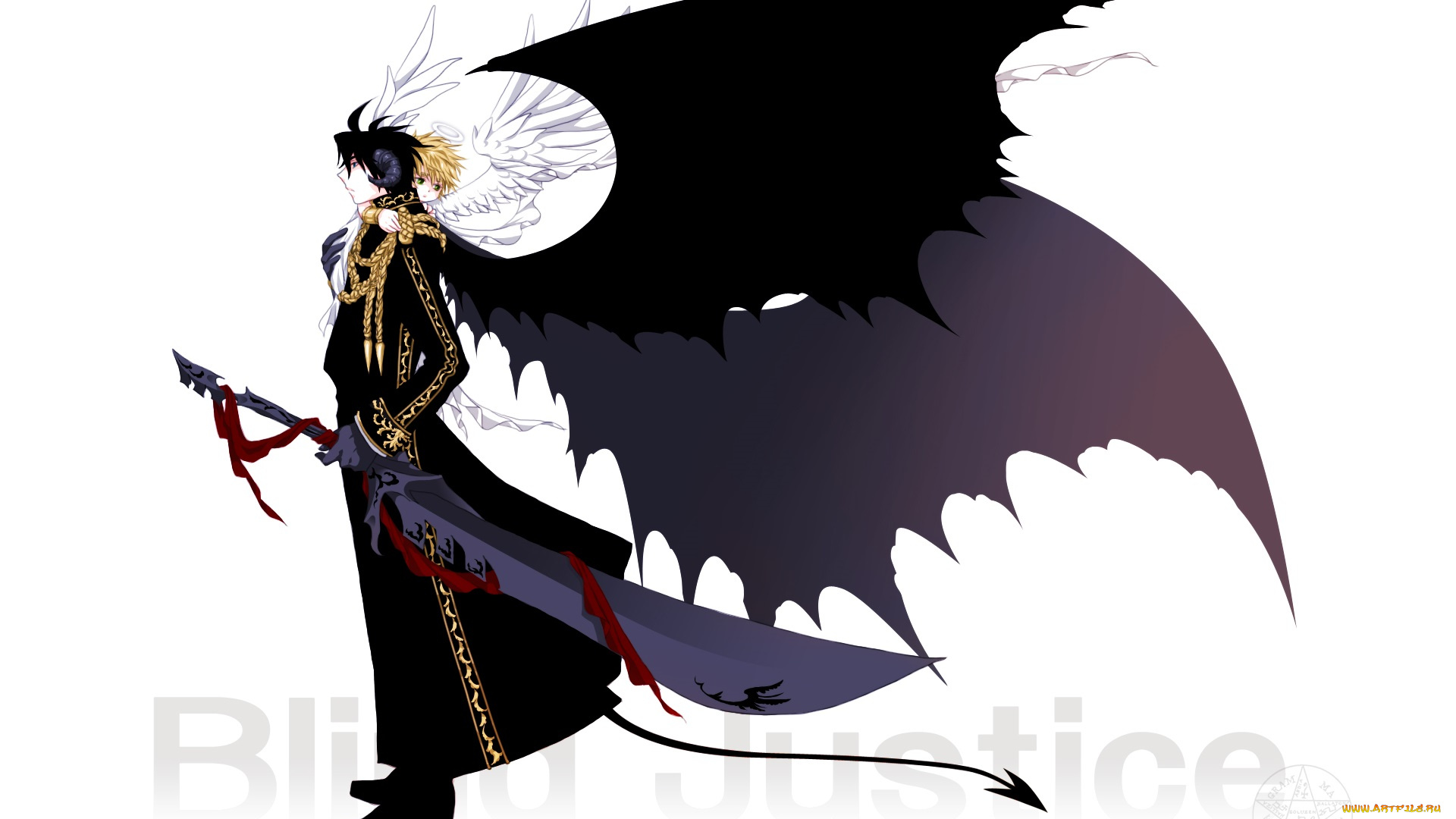 аниме, hetalia, , axis, powers, малыш, фон, арт, ангел, демон, крылья, парень