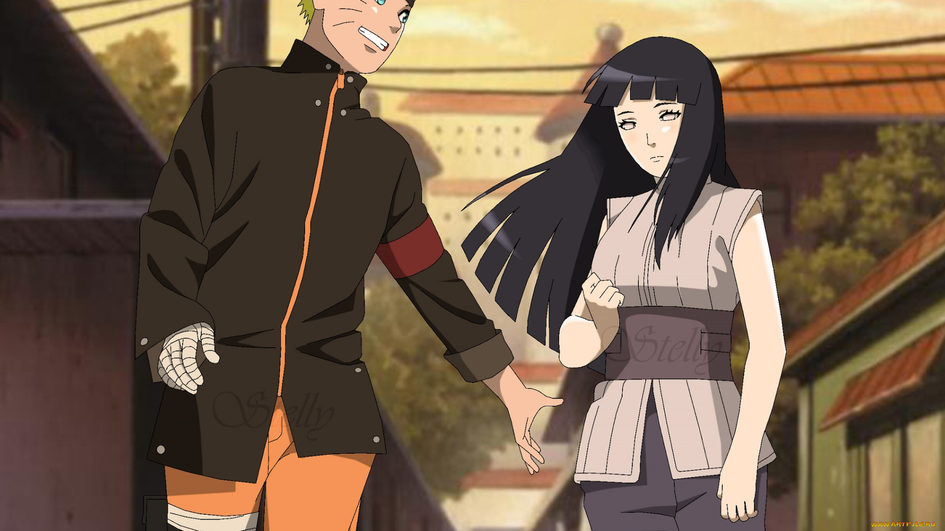 аниме, naruto, любовь, наруто, хината, арт