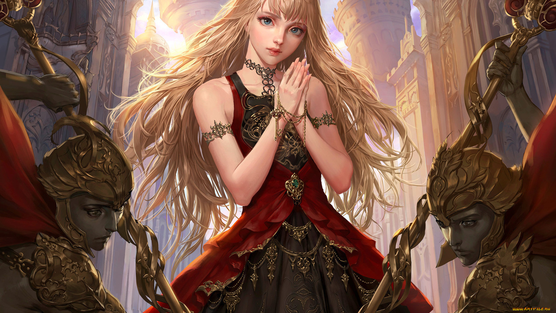 видео, игры, legend, of, the, cryptids, арт, legend, of, the, cryptids, фэнтази, девушка, взгляд, стражи, корона, платье