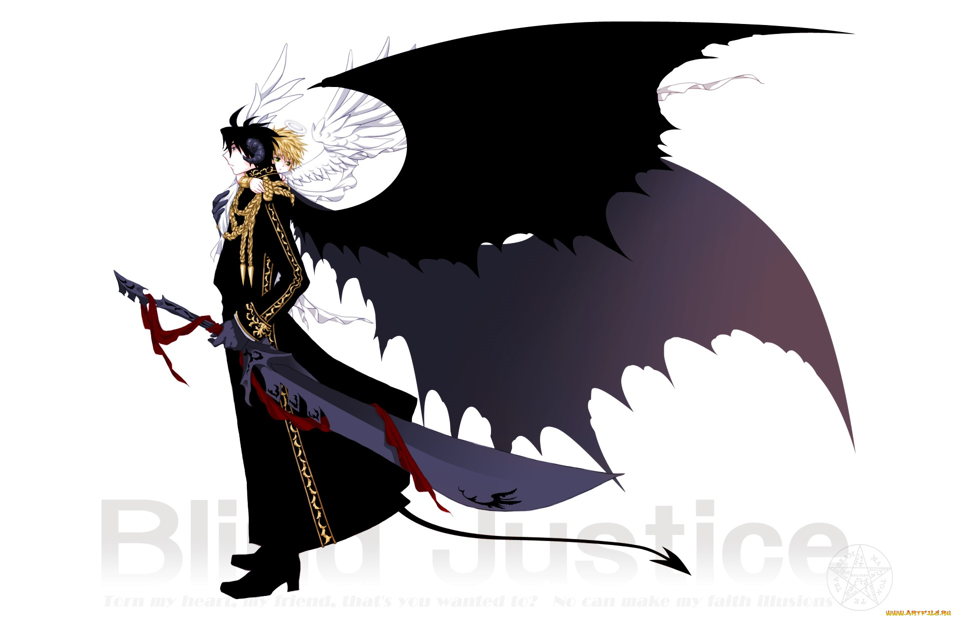 аниме, hetalia, , axis, powers, малыш, фон, арт, ангел, демон, крылья, парень