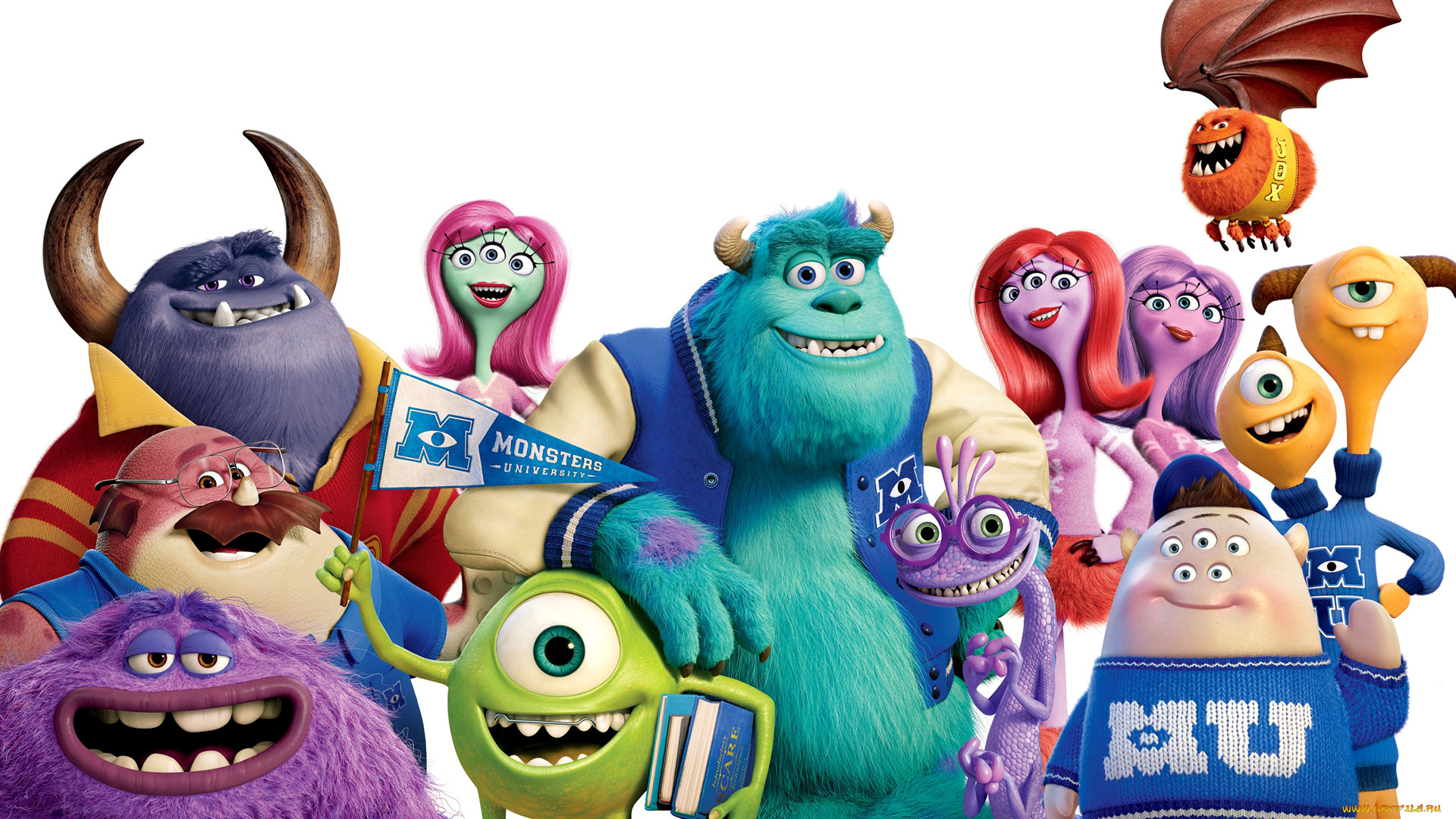 monsters, university, мультфильмы, персонажи