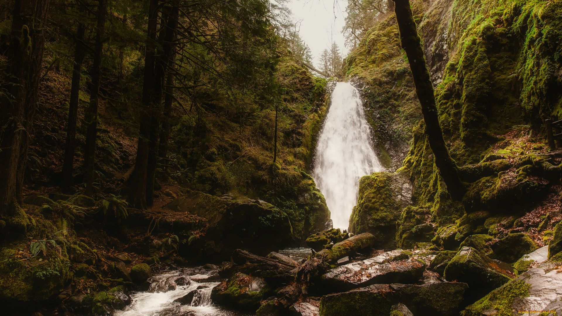 природа, водопады, камни, поток