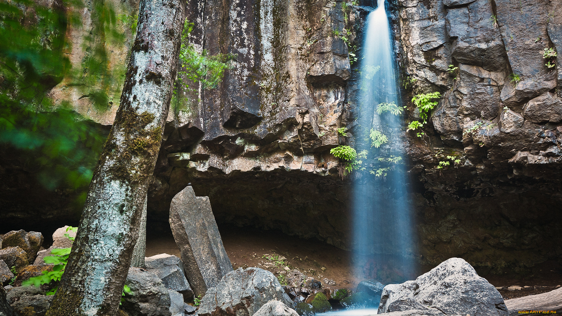 природа, водопады, камни, поток