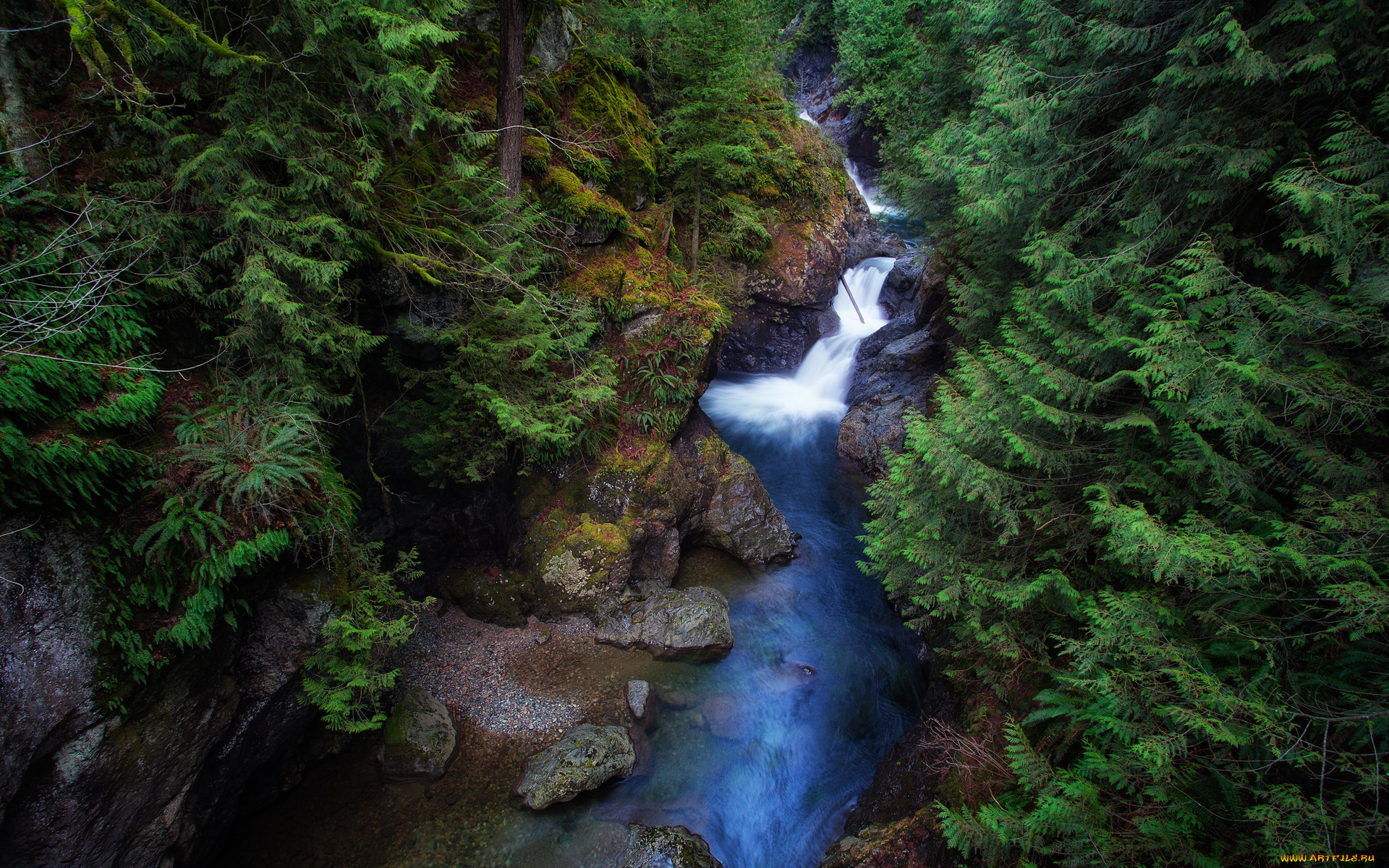 природа, водопады, камни, поток